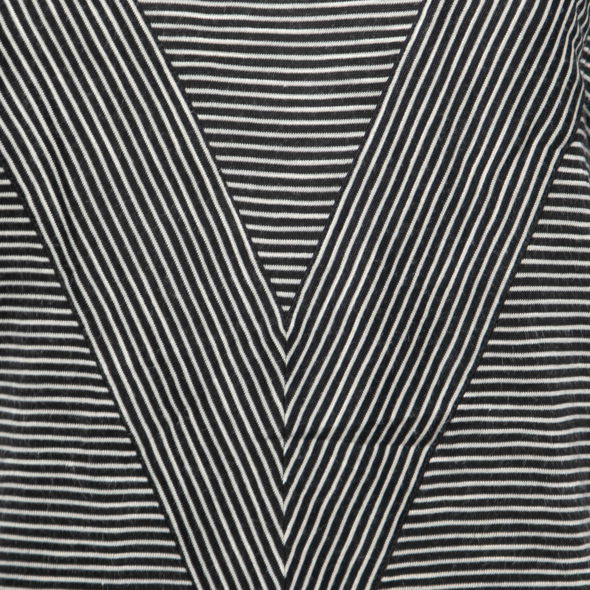 Louis Vuitton Black & White Striped Silk Knit T-Shirt XS Louis Vuitton