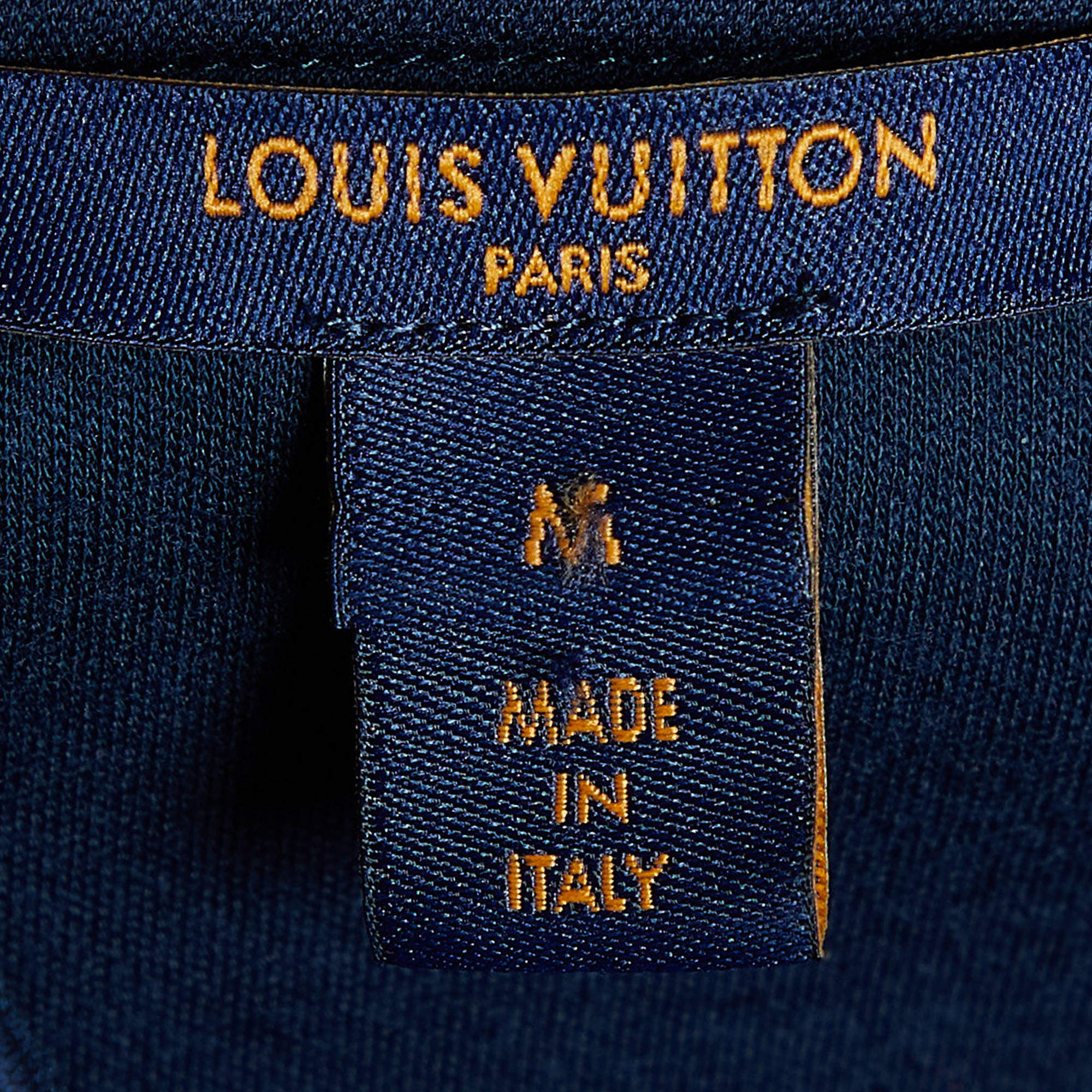 Louis Vuitton Navy Blue Logo Printed Jersey Knit Mini Dress M