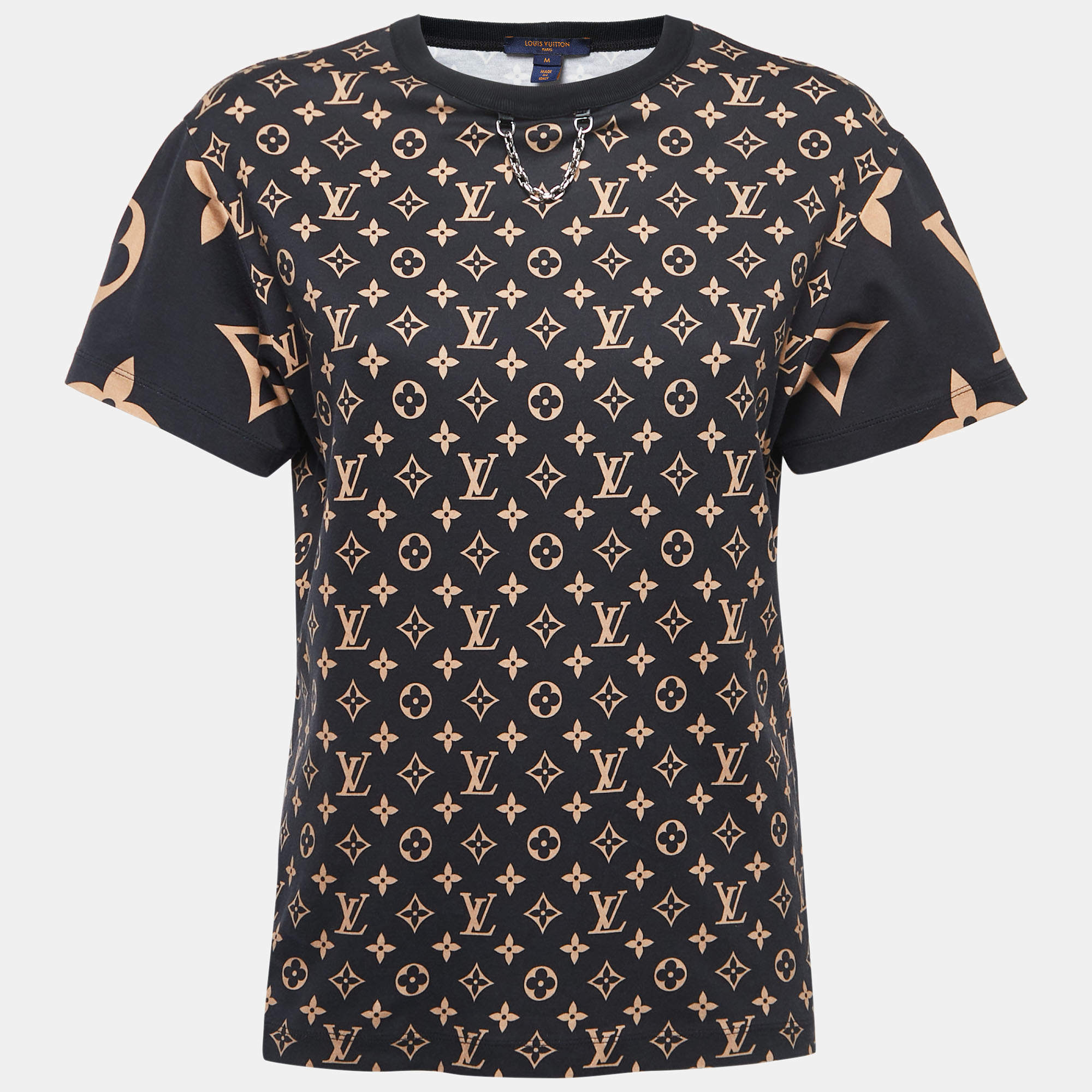 Louis Vuitton Black Monogram Print Cotton Crew Neck Short Sleeve T-Shirt M