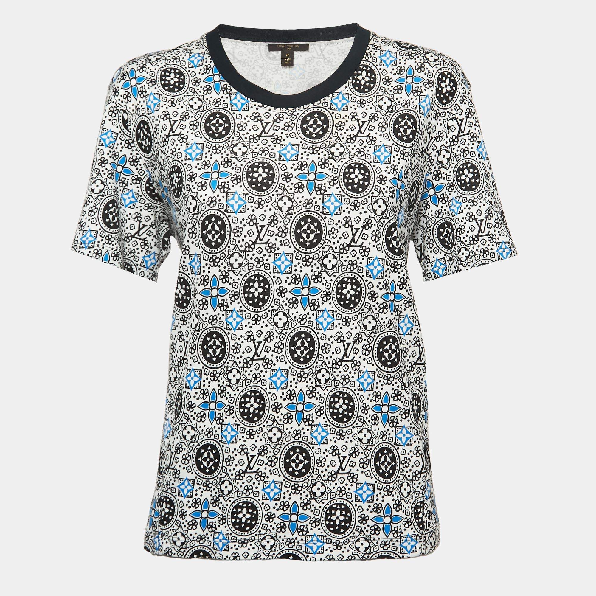 Louis Vuitton Black Vintage Monogram Cotton Crew Neck Half Sleeve T-Shirt M