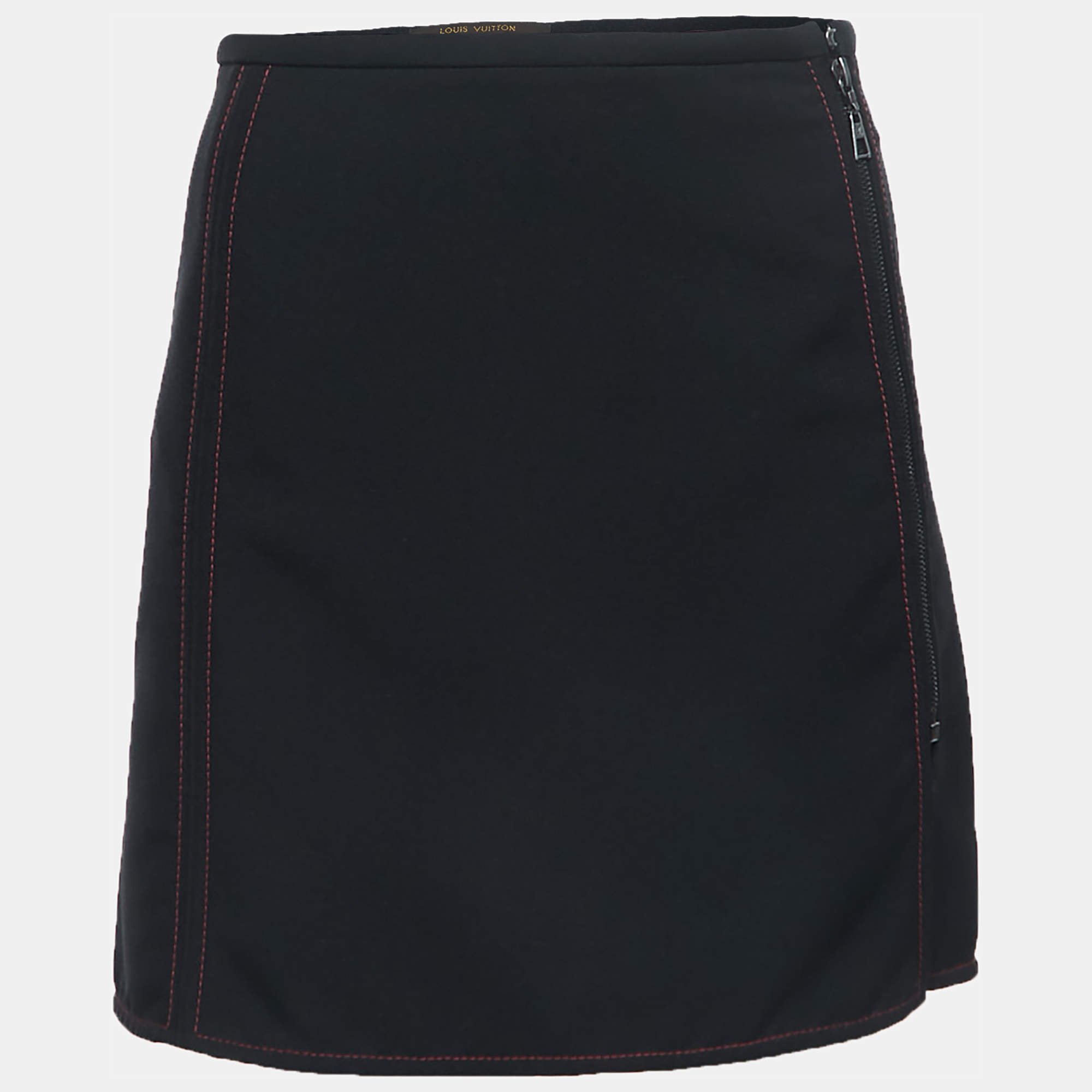 Pre Owned Louis Vuitton Black Nylon Zip Front Mini Skirt S
