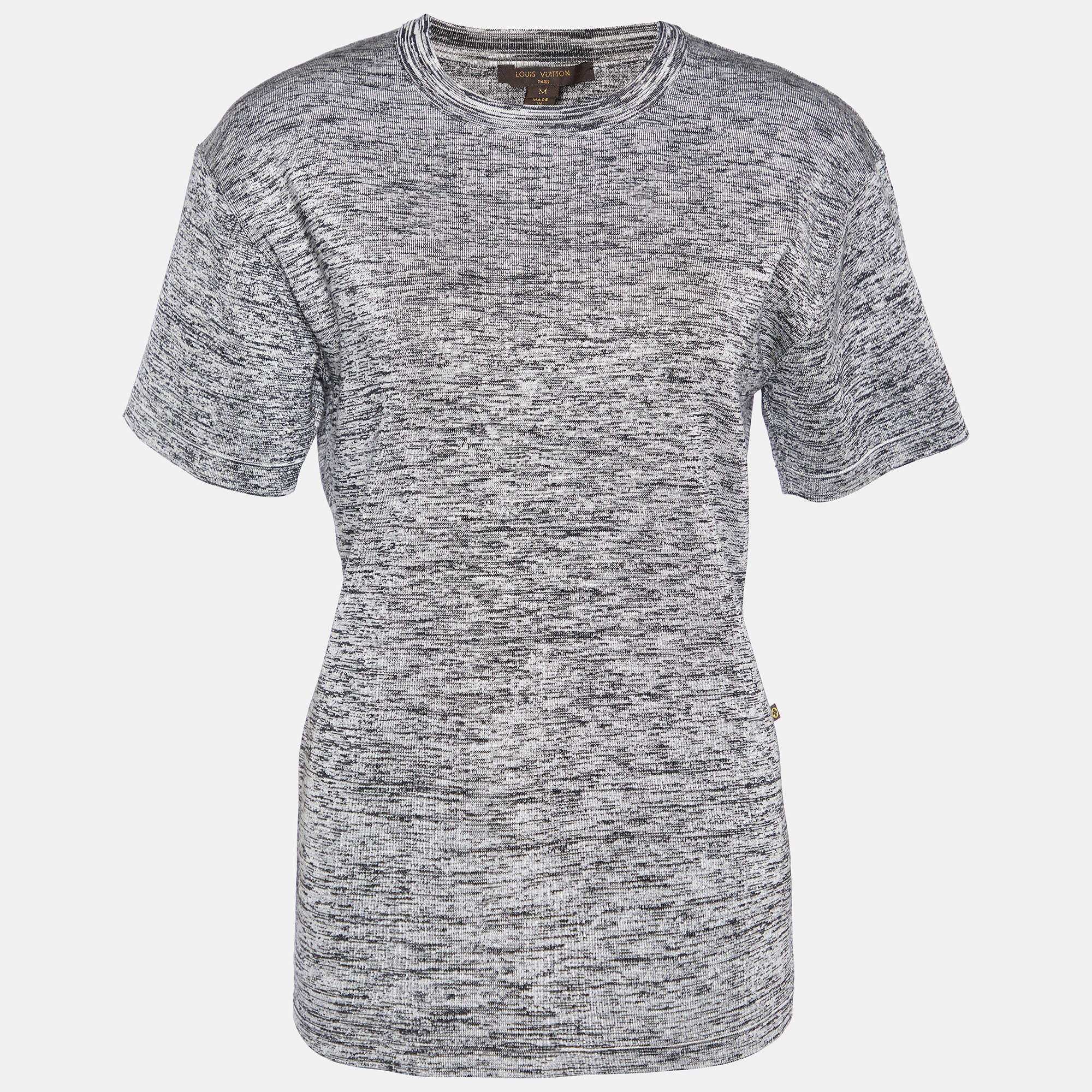 Louis Vuitton Grey Cotton & Silk Knit T-Shirt M