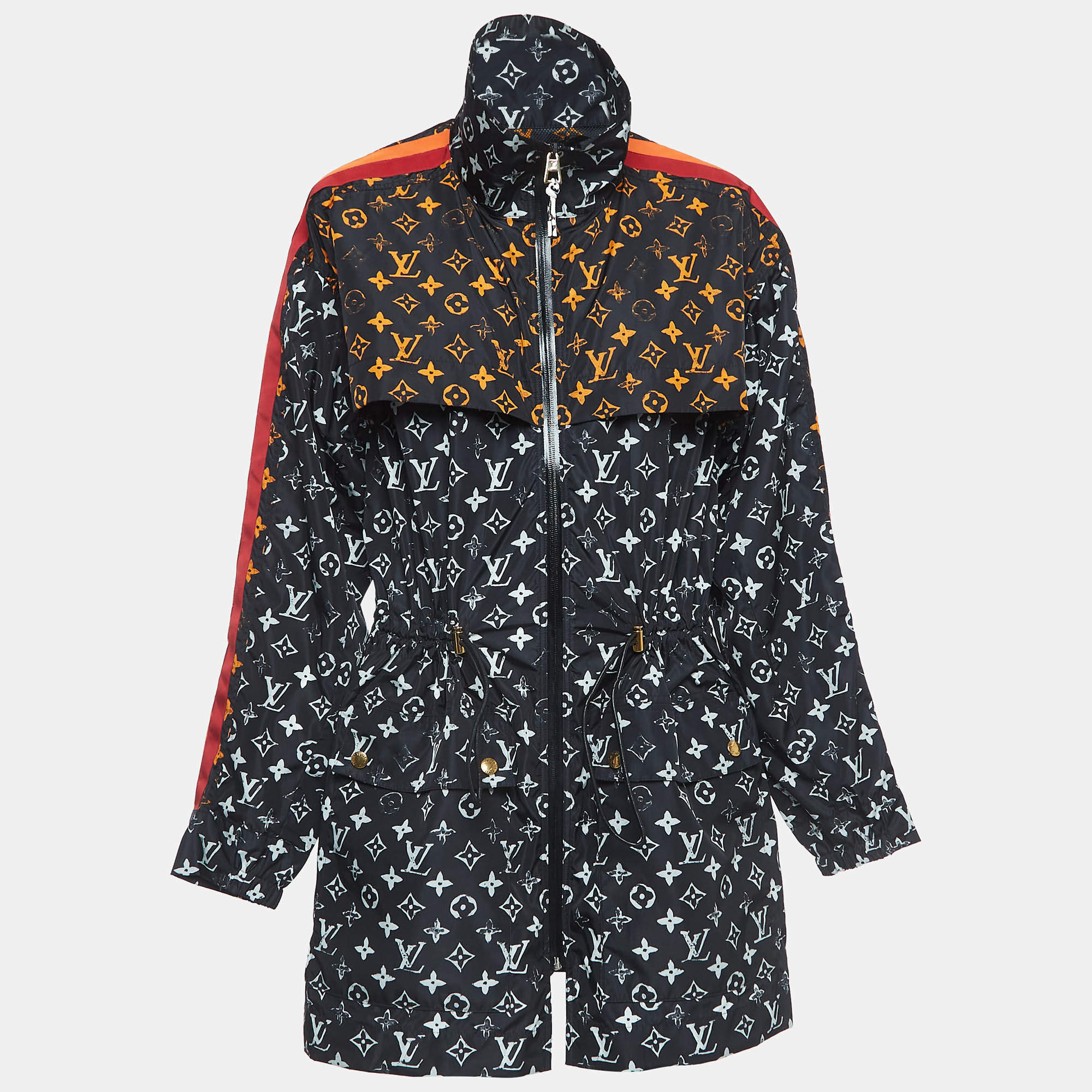 Louis Vuitton Black Monogram Nylon Zip Front Parker Jacket S