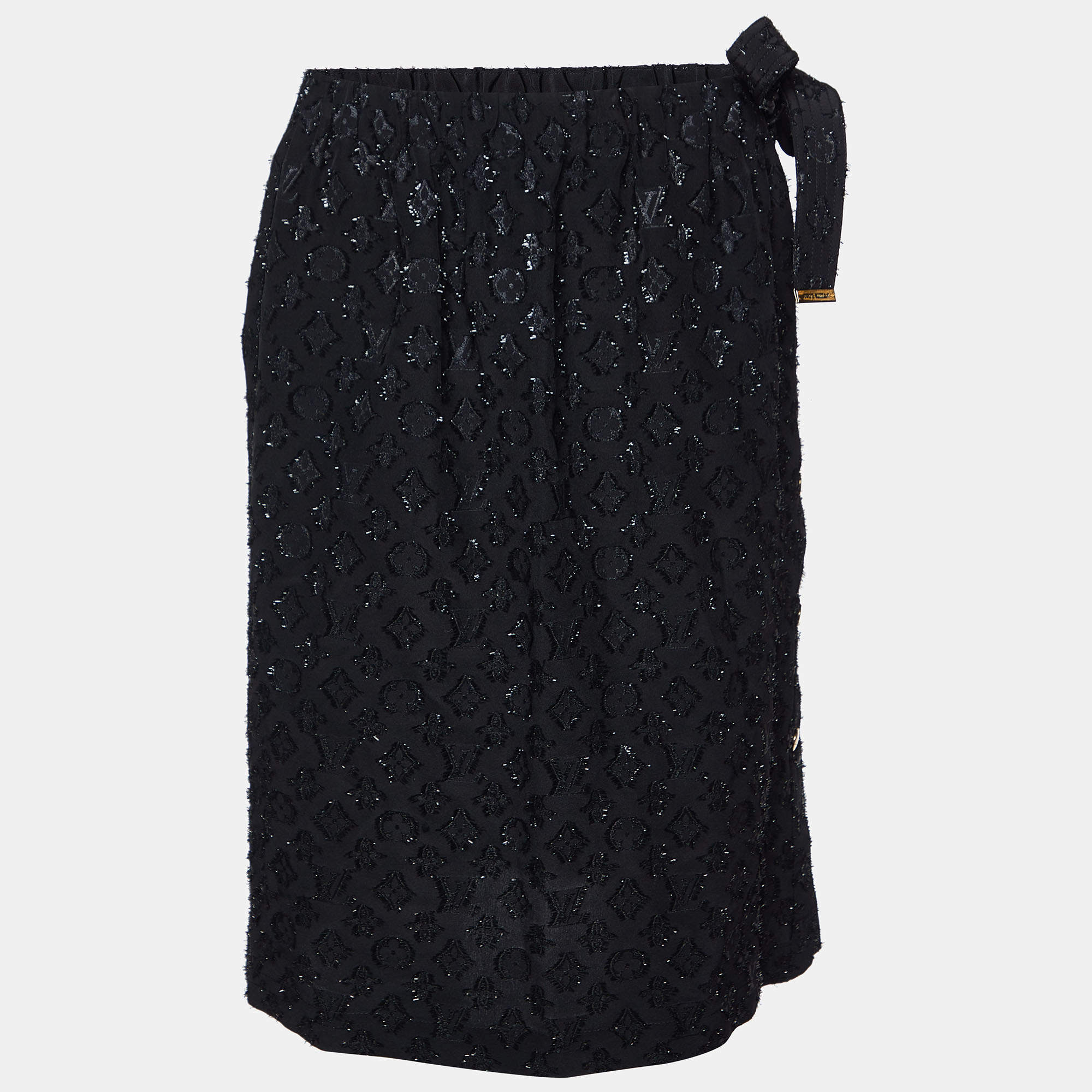 Louis Vuitton Black Monogram Fil Coupé Wrap Skirt M
