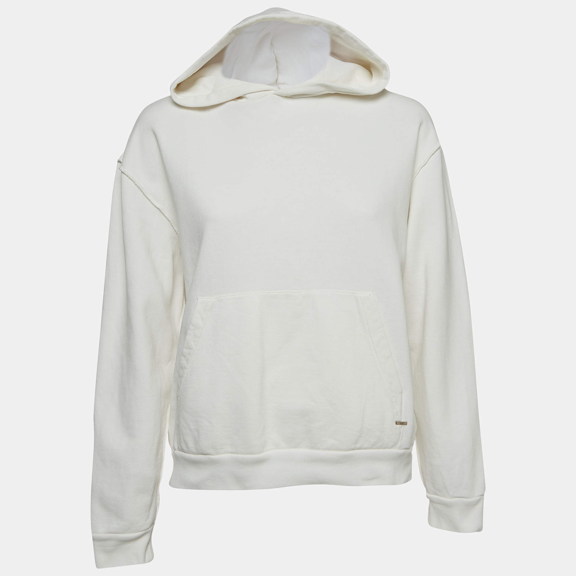 Pre Owned Louis Vuitton White Cotton Long Sleeve Hoodie S