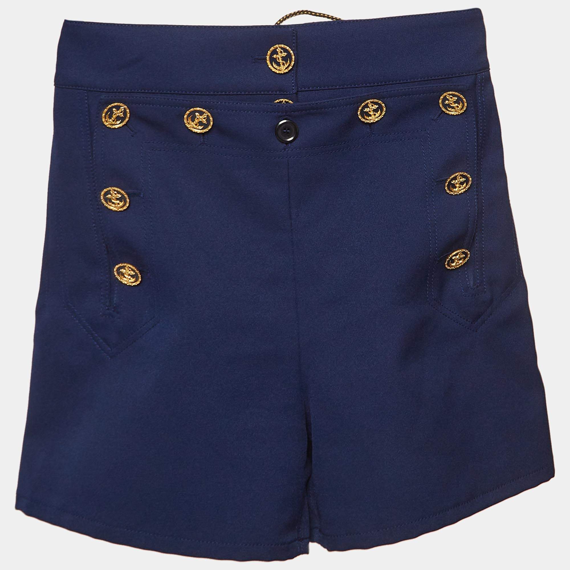 Louis Vuitton Navy Button Detailed Shorts S
