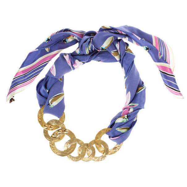 Louis Vuitton Martelé Gold-Tone Silk Necklace