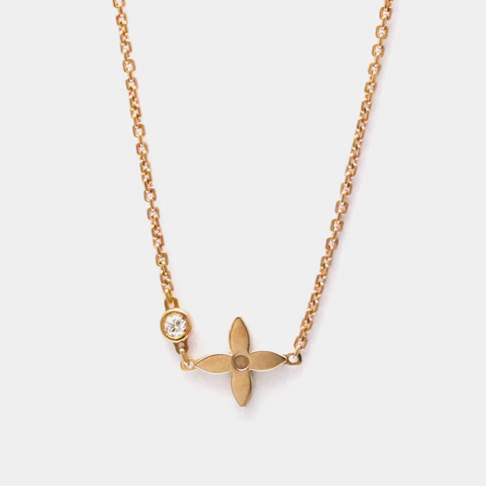 Louis Vuitton 18K Pink Gold Diamond Pendentif Monogram Idylle Pendant Necklace
