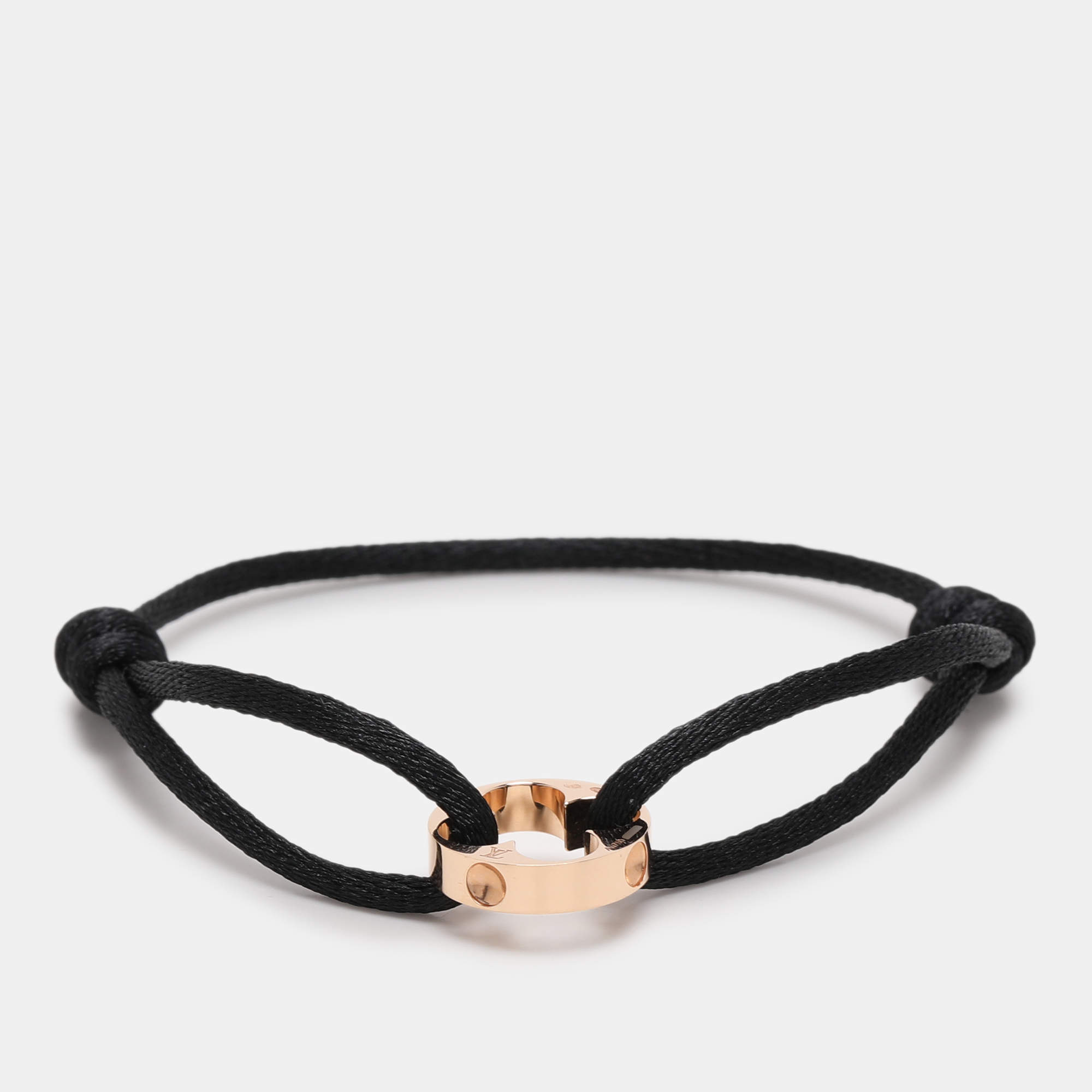 Louis Vuitton Empreinte Black Cord 18K Rose Gold Lace Bracelet