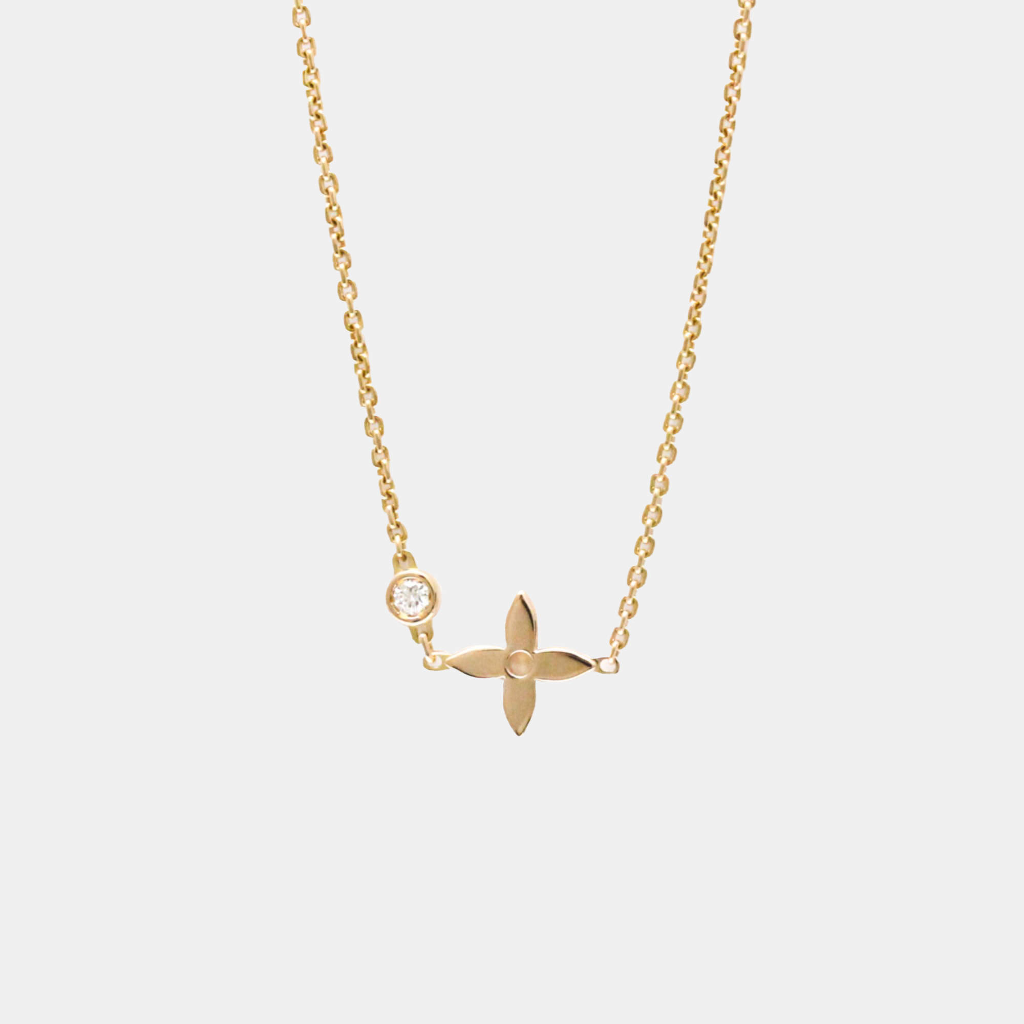 Louis Vuitton 18K Pink Gold Pendant Monogram Idylle Diamond Necklace 