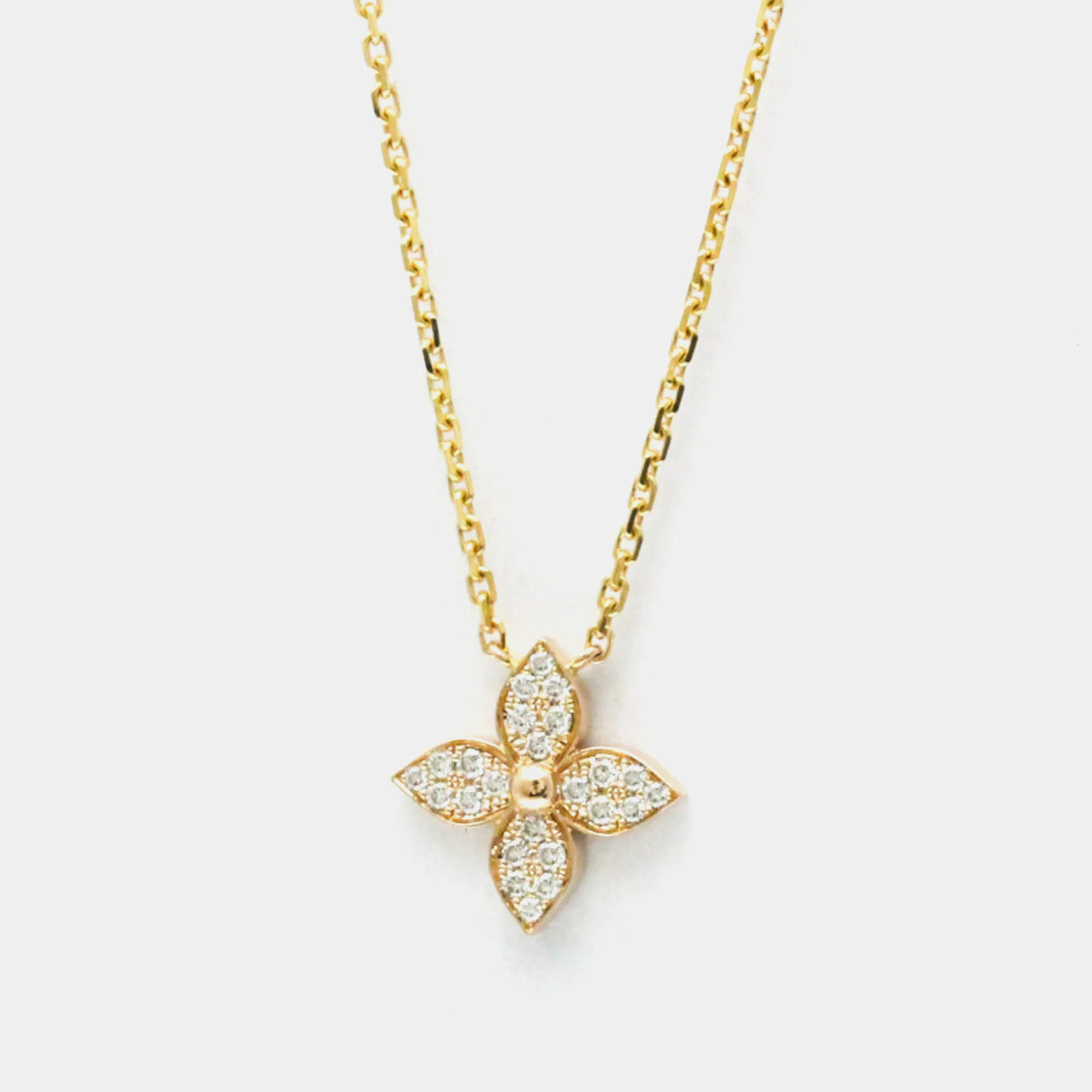 Pre Owned Louis Vuitton Star Blossom 18K Pink Gold Diamond Pendant Necklace