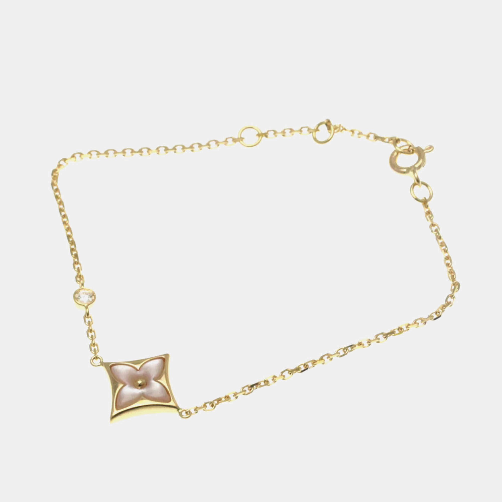 Pre Owned Louis Vuitton Star Blossom Pink Gold 18K Diamond Mother Of Pearl Charm Bracelet