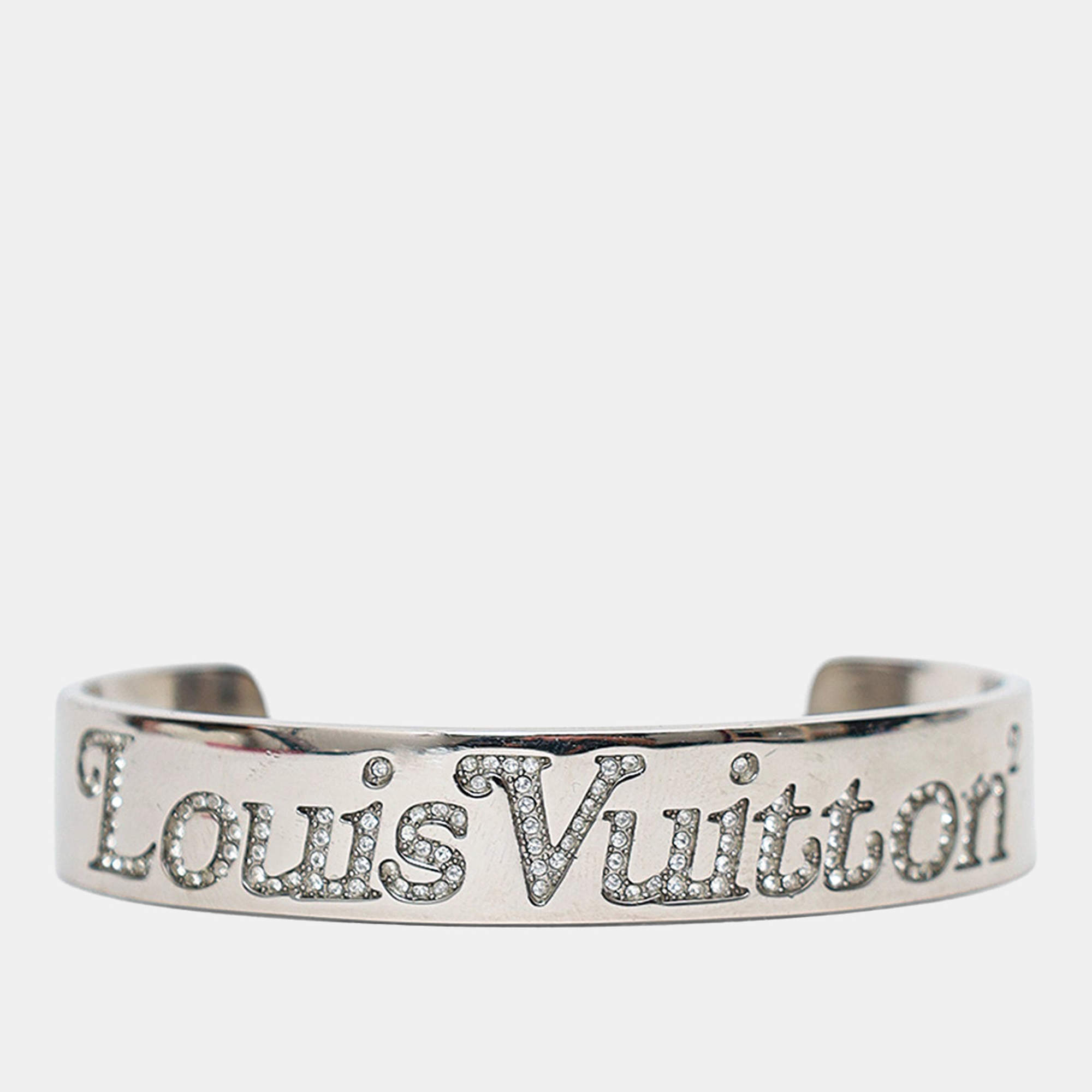 Pre Owned Louis Vuitton x Nigo Silver Tone Squared Strass Bracelet Size M