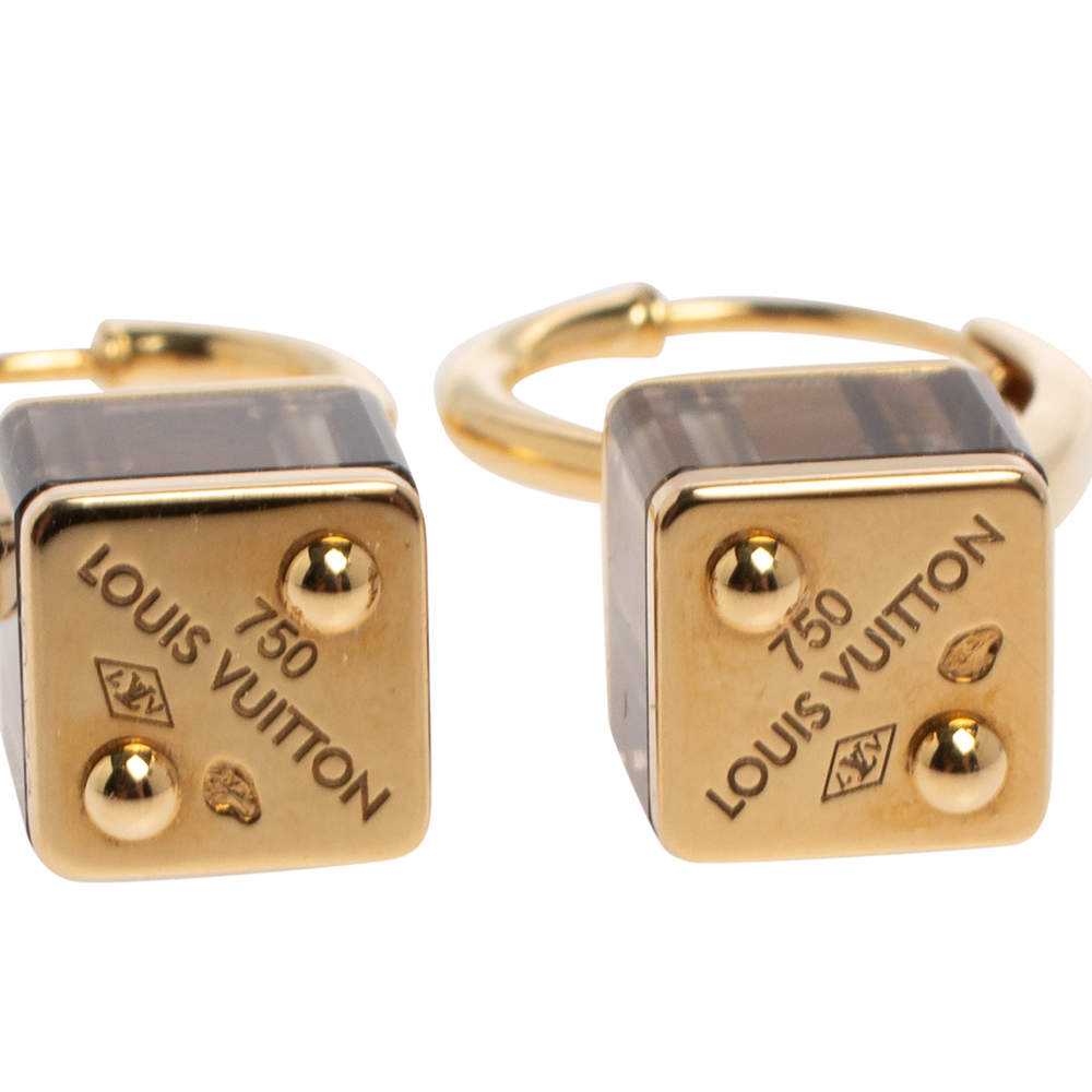 Louis Vuitton Emprise Cube Smoky Quartz 18k Yellow Gold Drop Earrings Louis  Vuitton