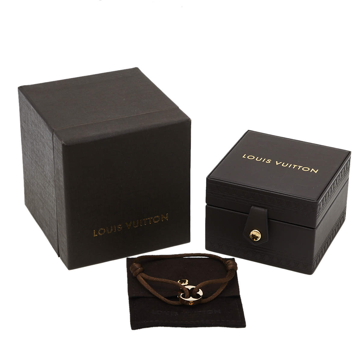 Louis Vuitton Black Lace 18K White Gold Empreinte Bracelet - Yoogi's Closet