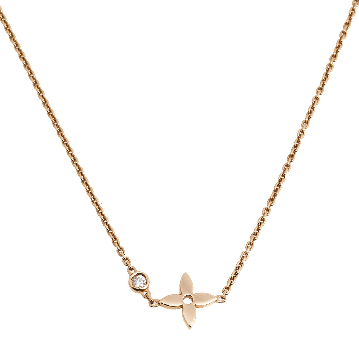 Pre Owned  Louis Vuitton Idylle Blossom Diamond 18K Rose Gold Pendant Necklace