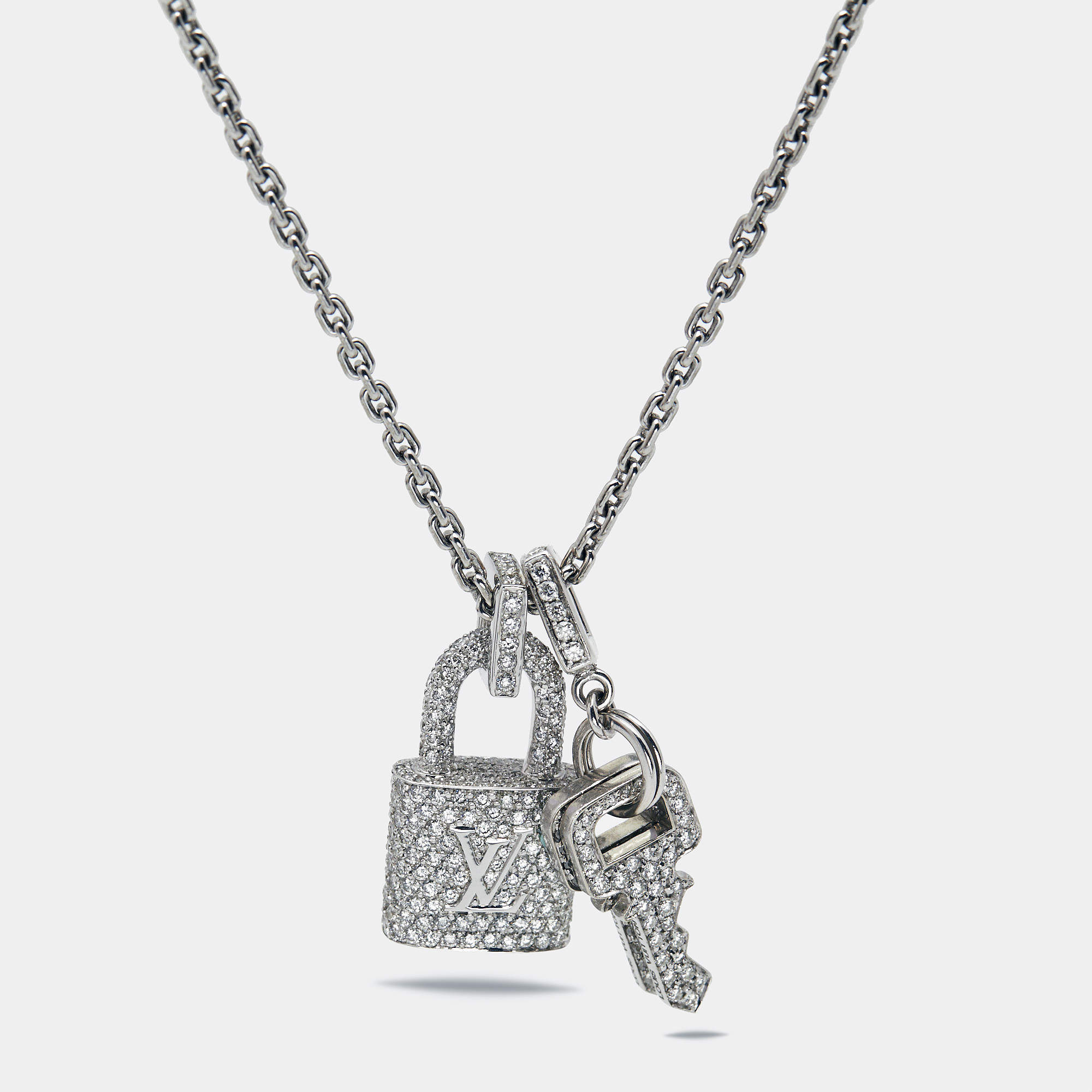 Louis Vuitton 18K Diamond Lockit Key Pendant Necklace - 18K White Gold Pendant  Necklace, Necklaces - LOU263062