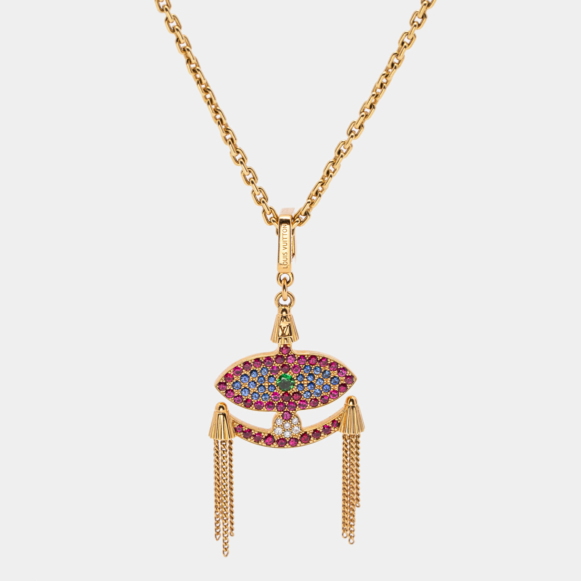 Louis Vuitton Evil Eye Multi Gemstone 18k Yellow Gold Pendant Necklace