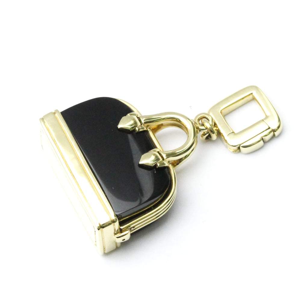 Gold and Onyx Steamer Bag Charm Pendant