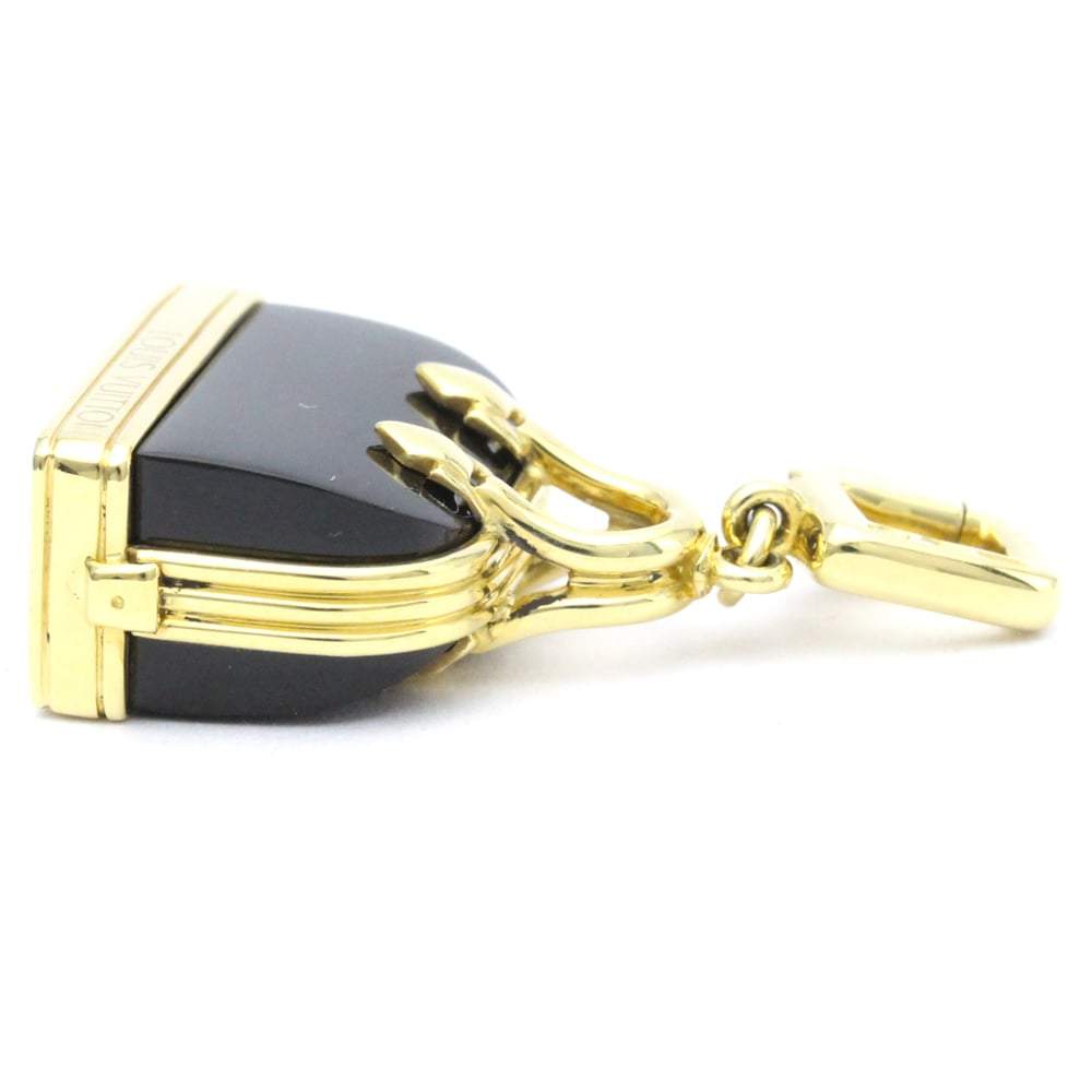 Gold and Onyx Steamer Bag Charm Pendant