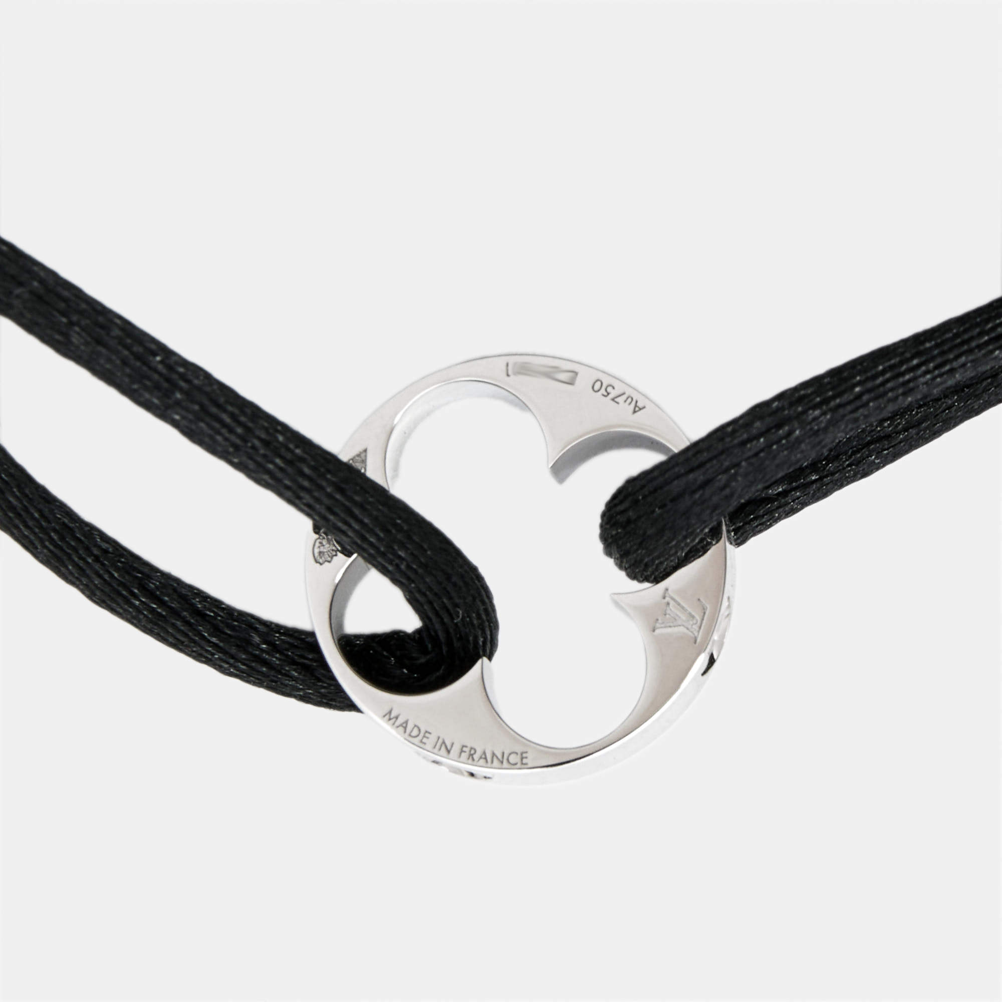 Louis Vuitton Black Cord 18K White Gold Empreinte Bracelet - Yoogi's Closet