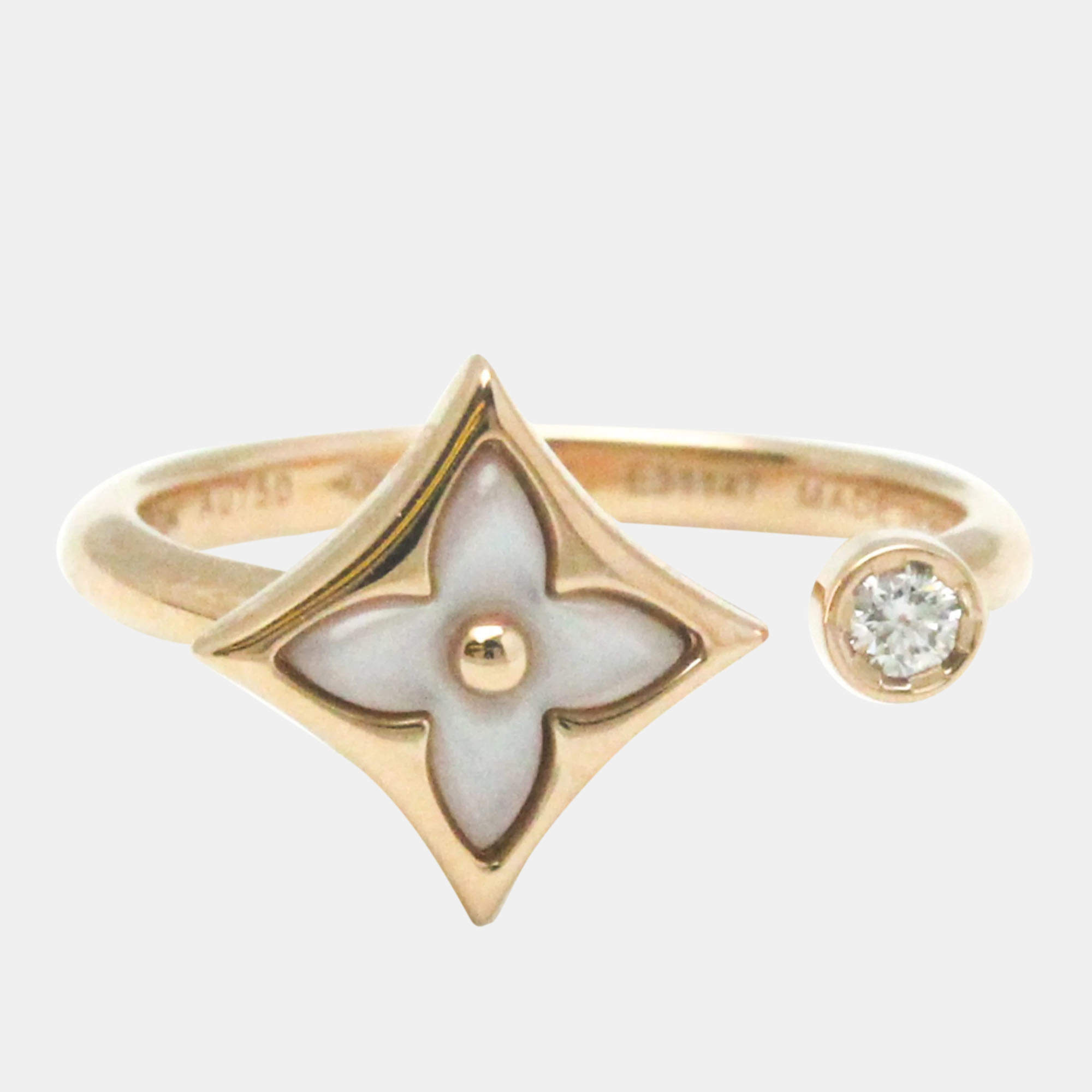 Louis Vuitton 18K Rose Gold and Diamond Blossom Mini Star Ring EU 51
