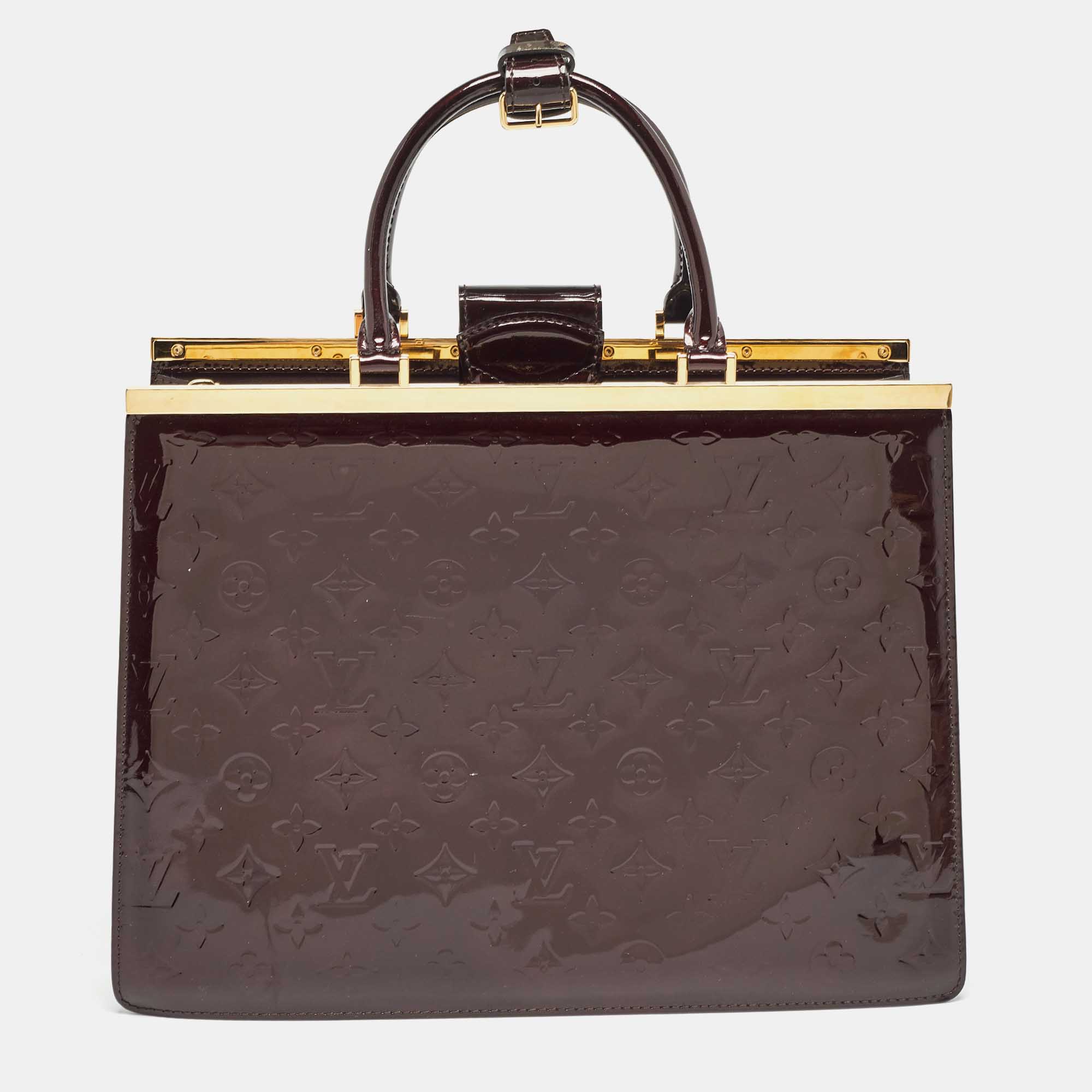 Pre Owned Louis Vuitton Amarante Monogram Vernis Deesse GM Bag