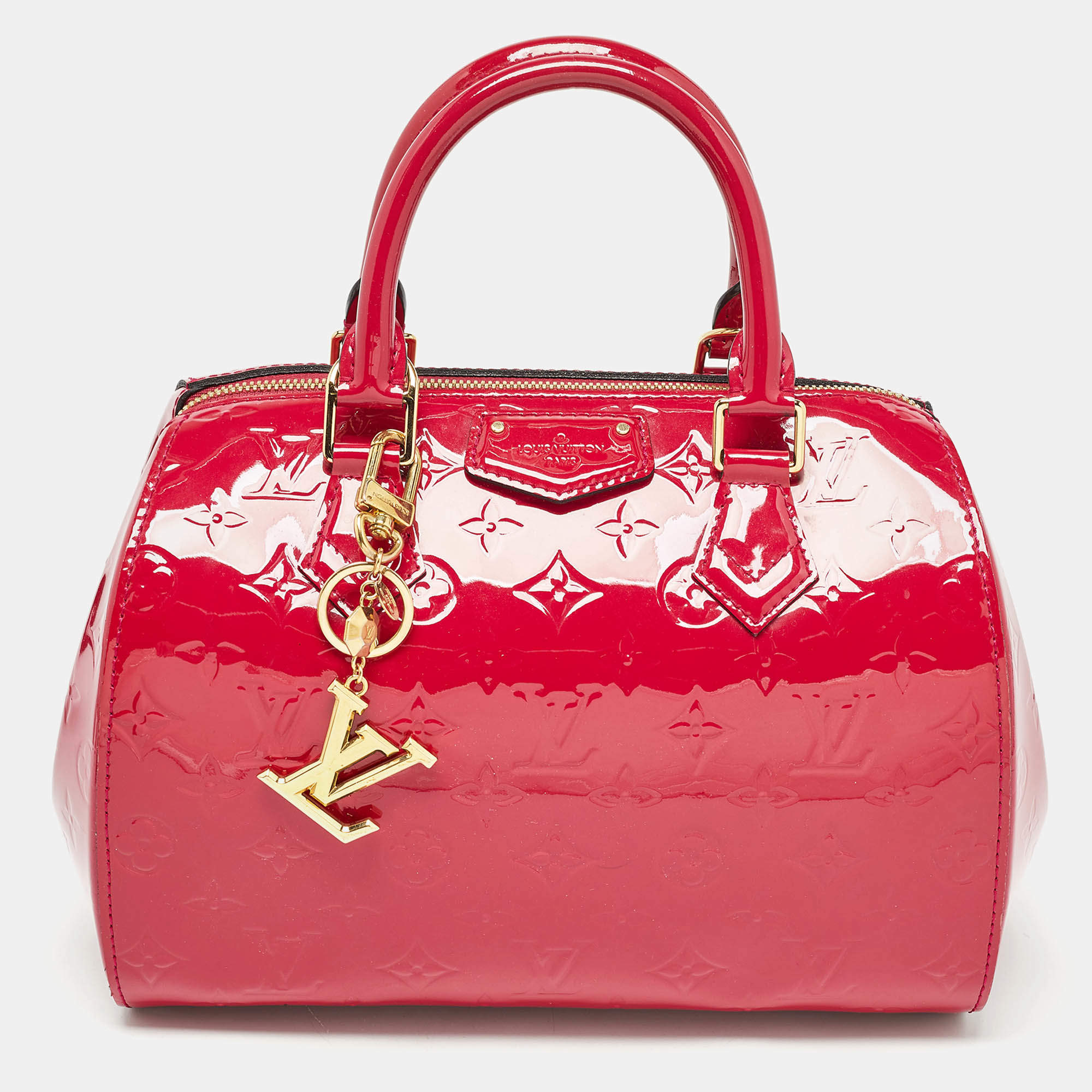 Pre Owned Louis Vuitton Rose Pop Monogram Vernis Montana Bag