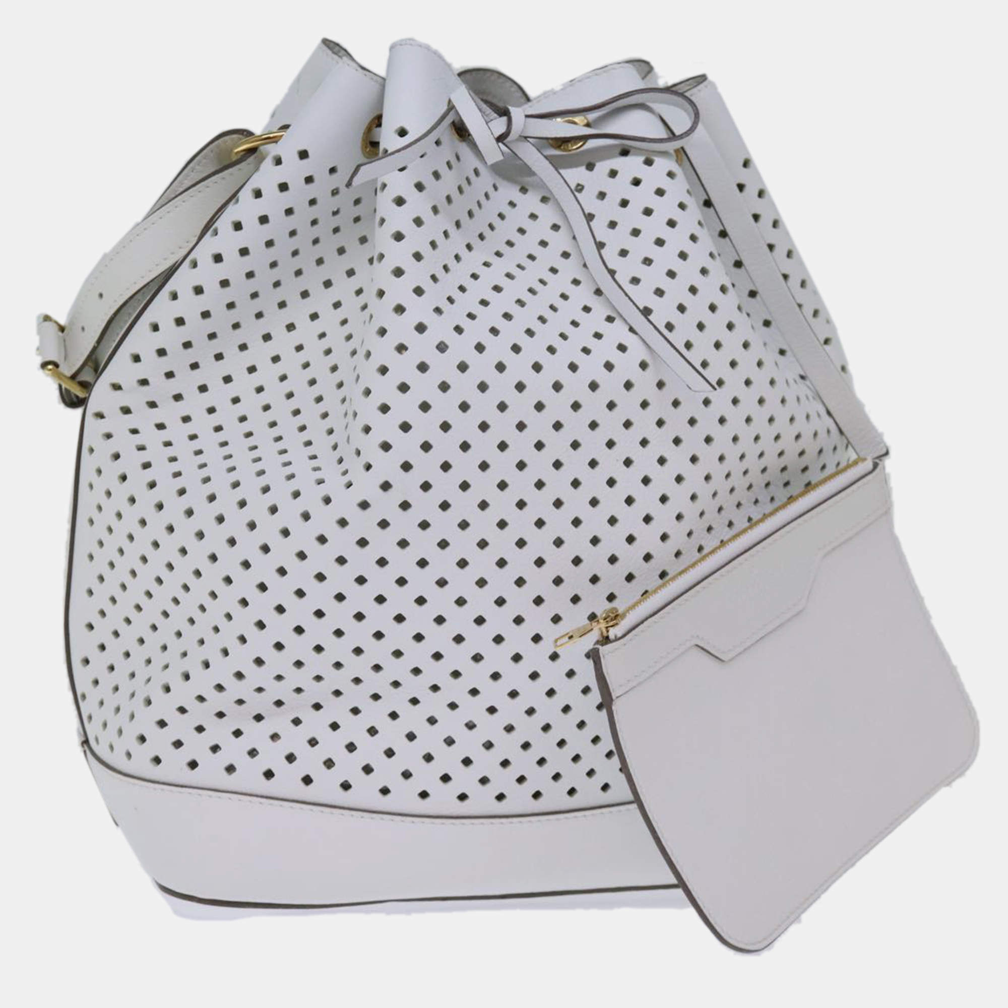 Louis Vuitton White Perforated Calfskin Leather Sofia Coppola Flore Noe Shoulder Bags