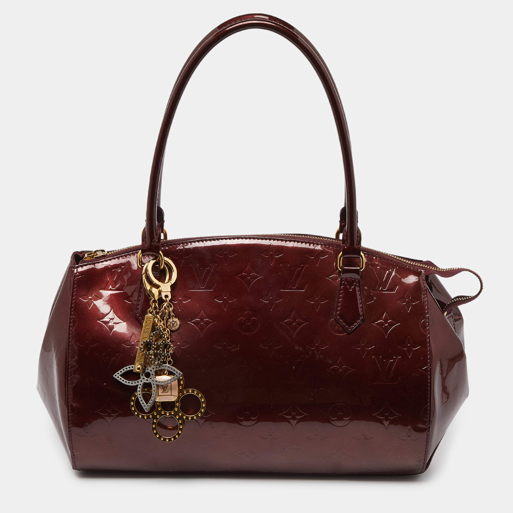 Pre Owned Louis Vuitton Rouge Fauviste Monogram Vernis Sherwood GM Bag