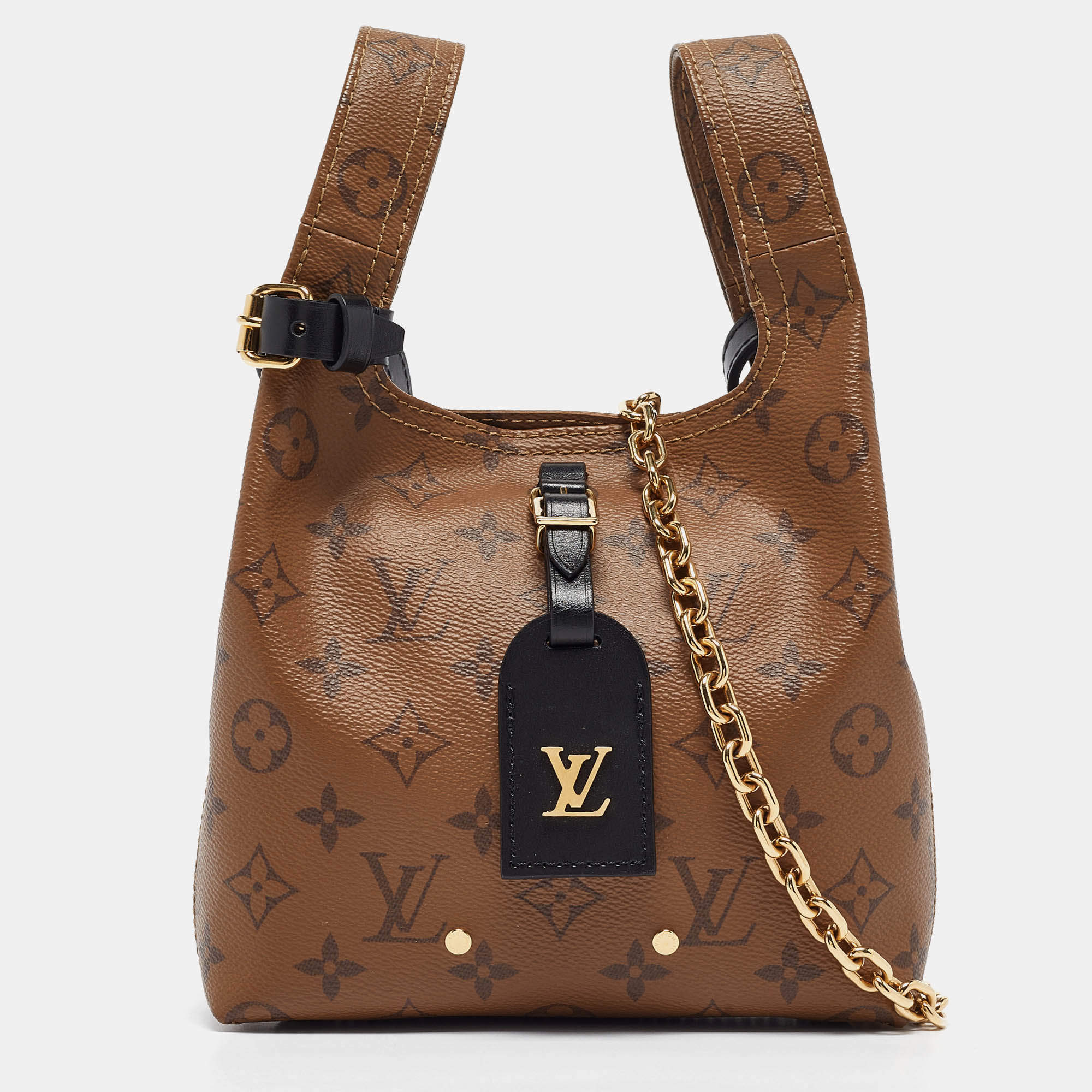 Pre Owned Louis Vuitton Black Monogram Reverse Canvas Atlantis BB Bag