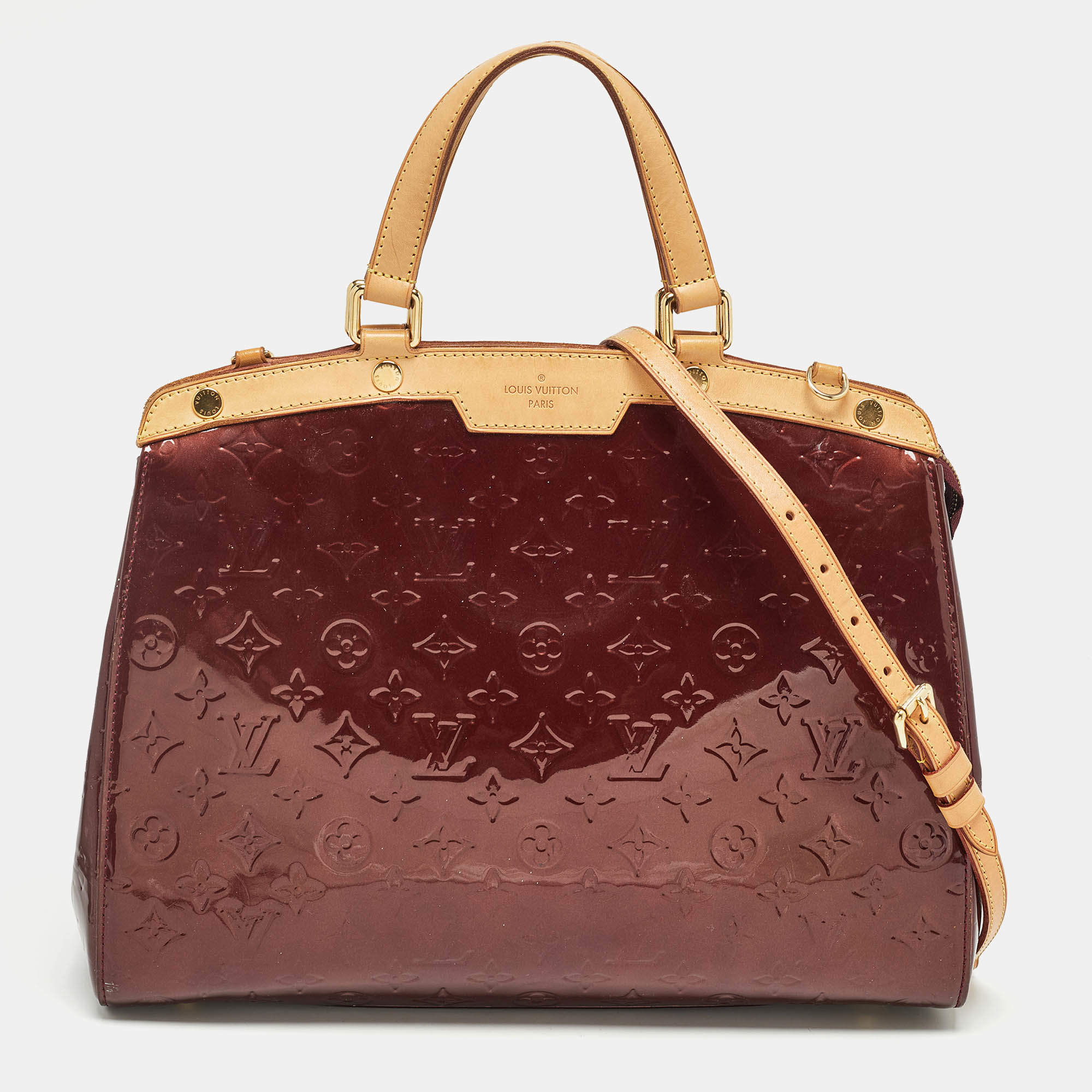 Pre Owned Louis Vuitton Rouge Fauviste Monogram Vernis Brea GM Bag
