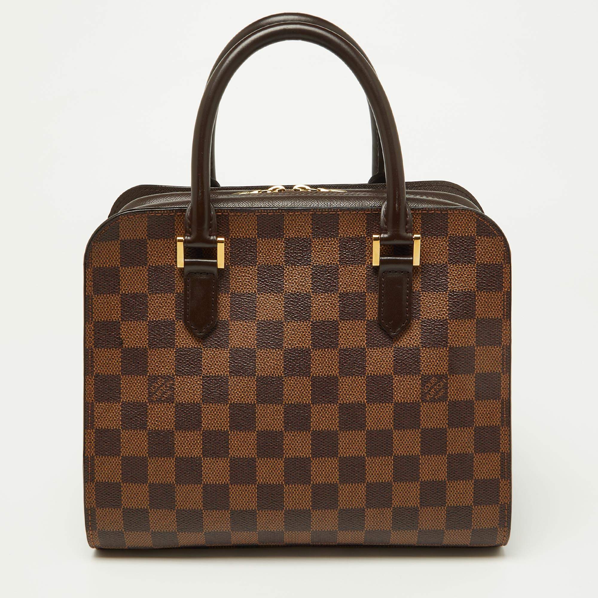 Pre Owned Louis Vuitton Damier Ebene Canvas and Leather Triana Bag