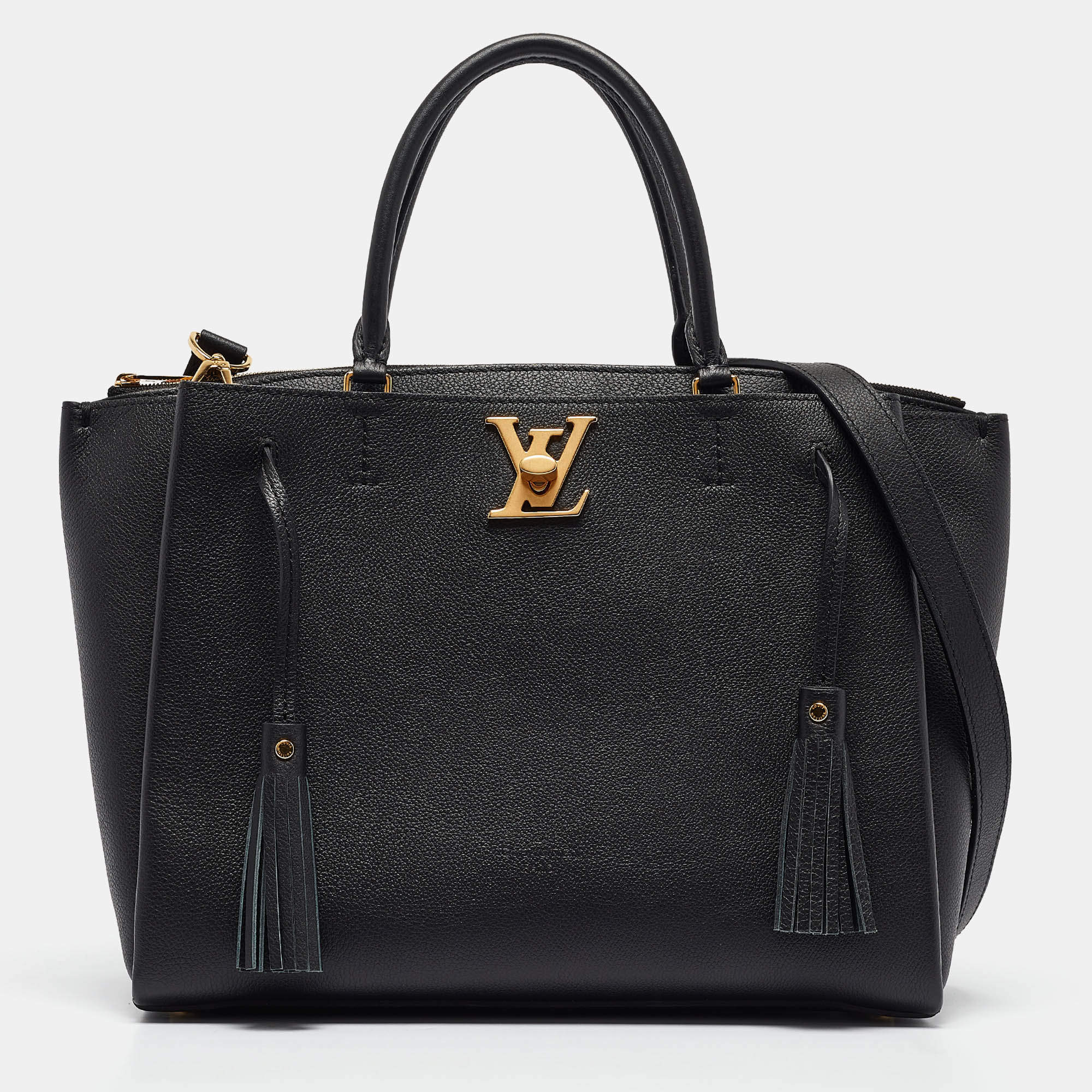 Pre Owned Louis Vuitton Black Leather Lockmeto Bag