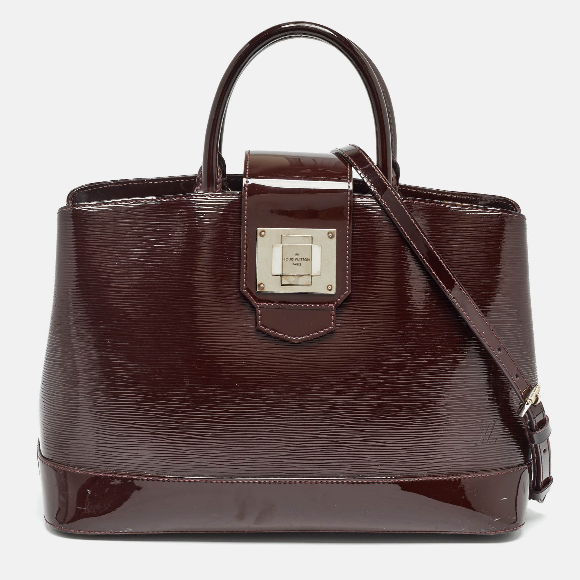 Pre Owned Louis Vuitton Plum Electric Epi Leather Mirabeau GM Bag