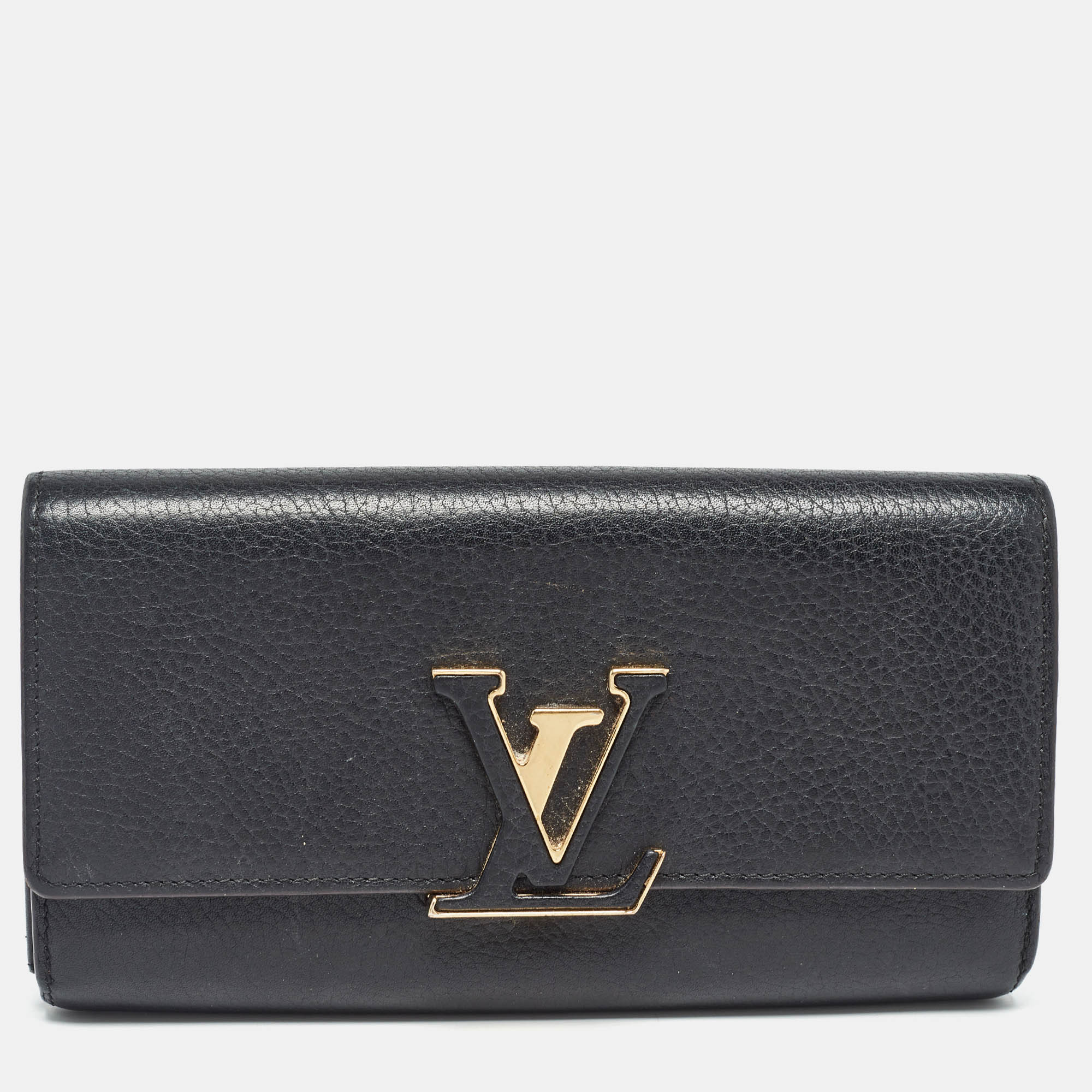 Louis Vuitton Black Taurillon Leather Capucines Wallet 