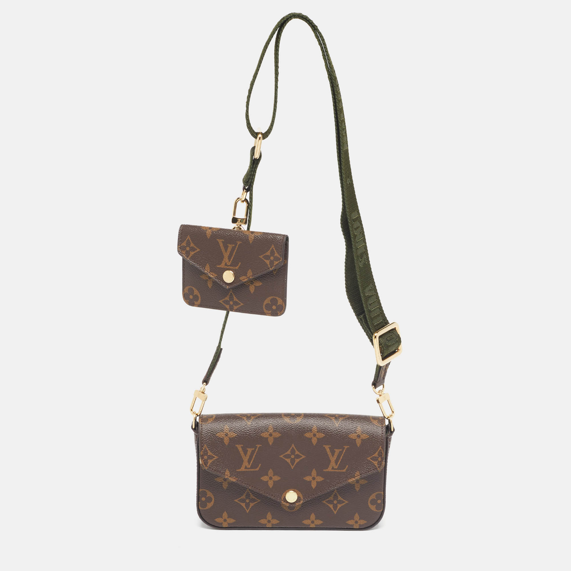 Pre Owned Louis Vuitton Khaki Monogram Canvas Félicie Strap & Go Bag