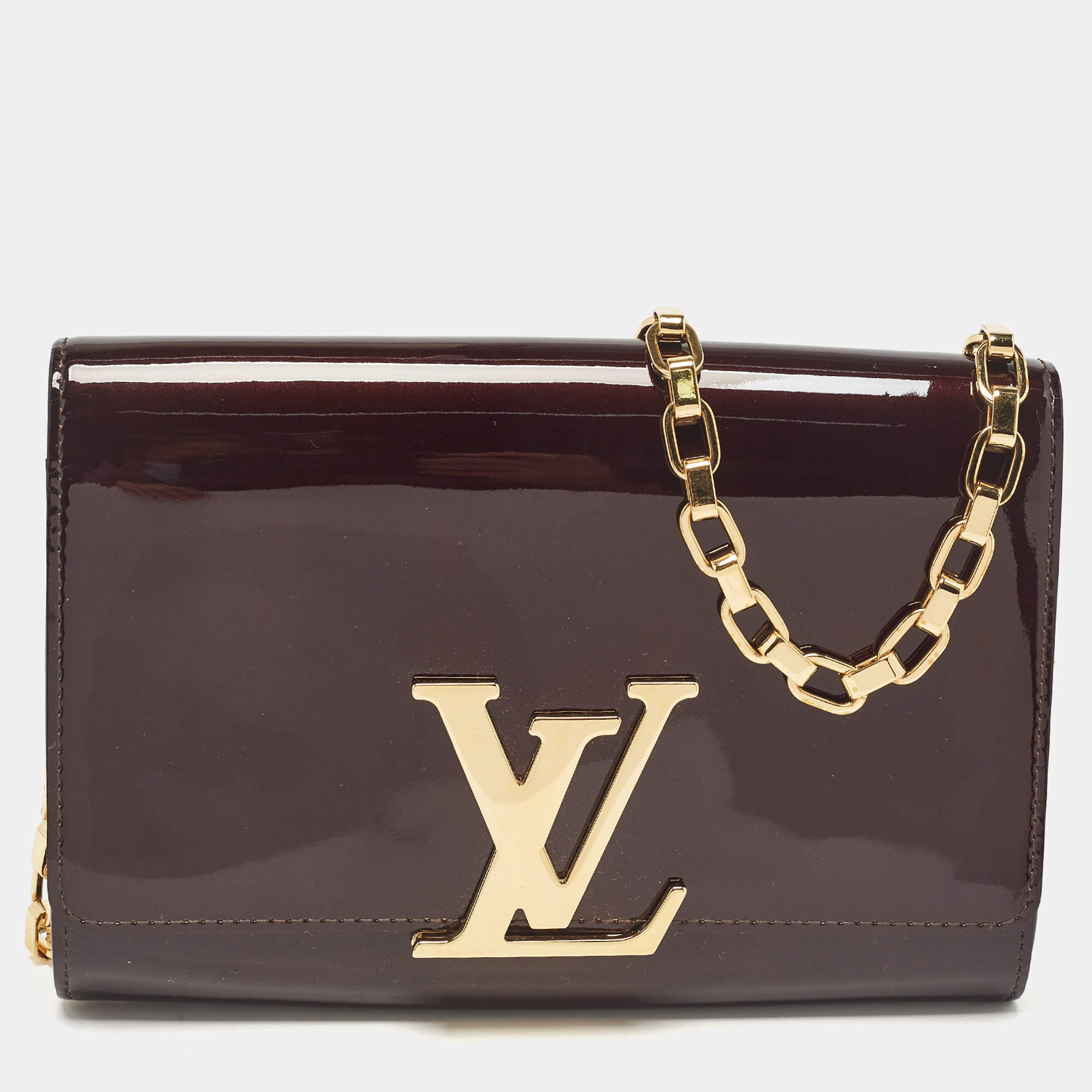 Pre Owned Louis Vuitton Amarante Vernis Chain Louise MM Bag