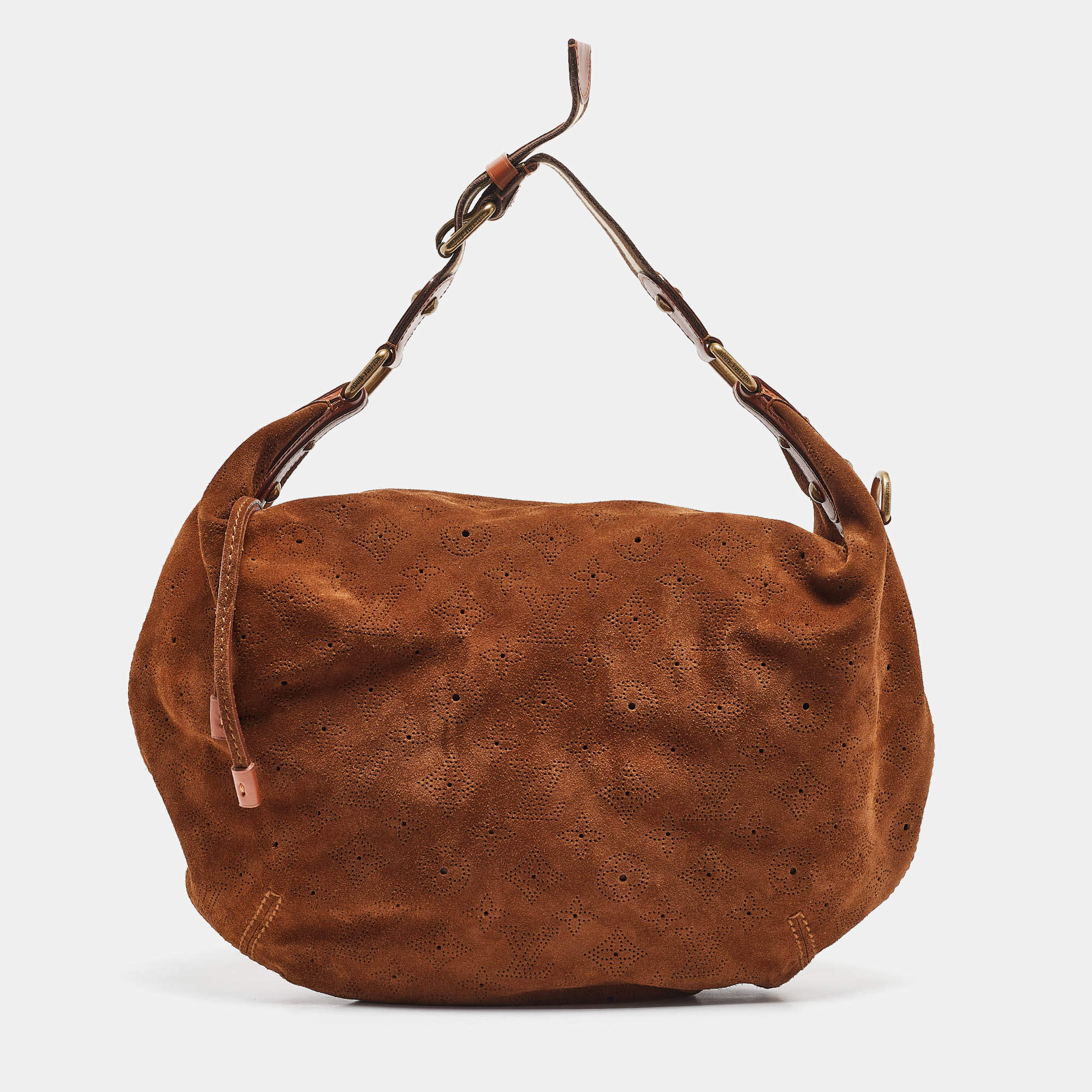 Pre Owned Louis Vuitton Brown Suede Onatah GM Hobo
