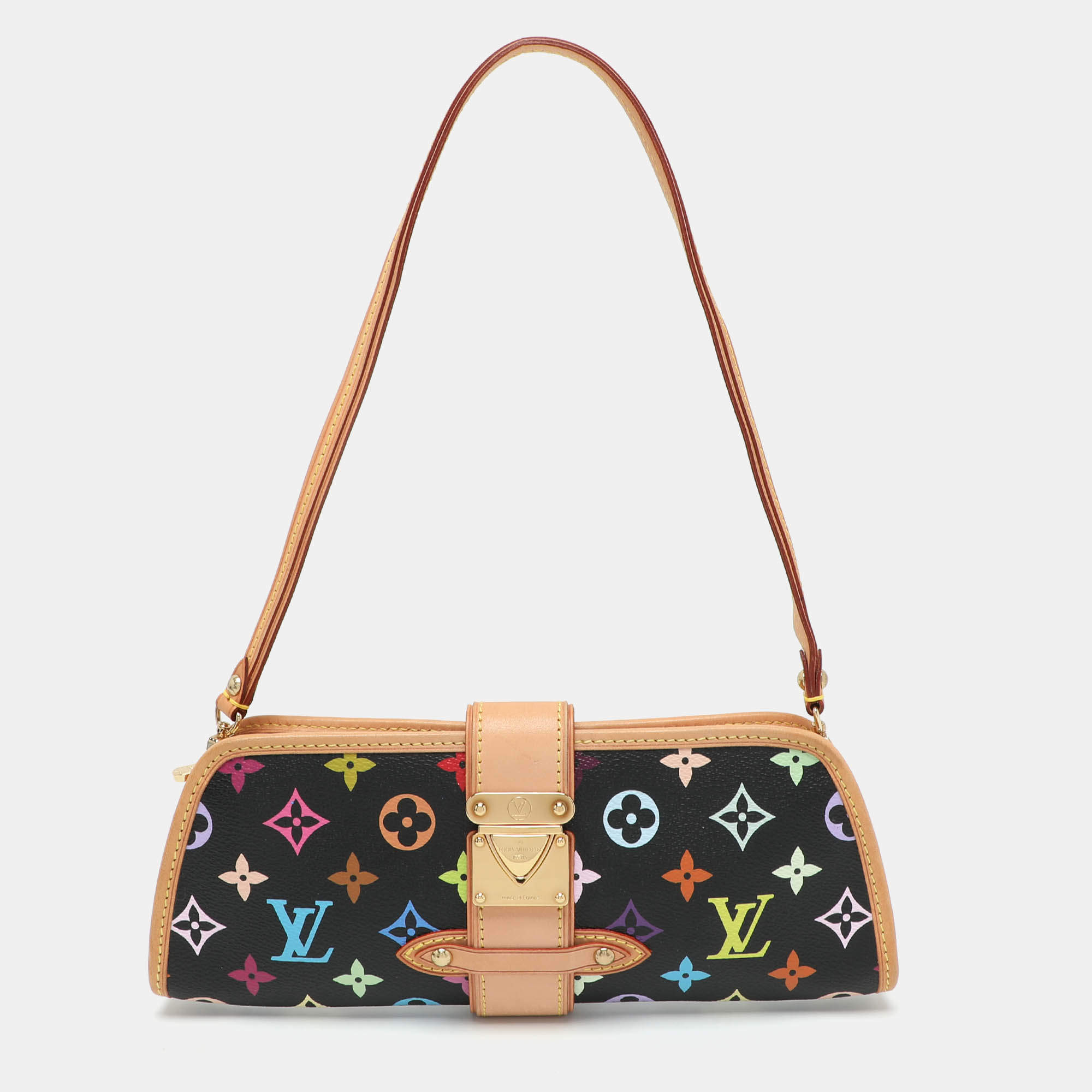 Pre Owned Louis Vuitton Black Monogram Multicolore Canvas and Leather Shirley Pochette Bag