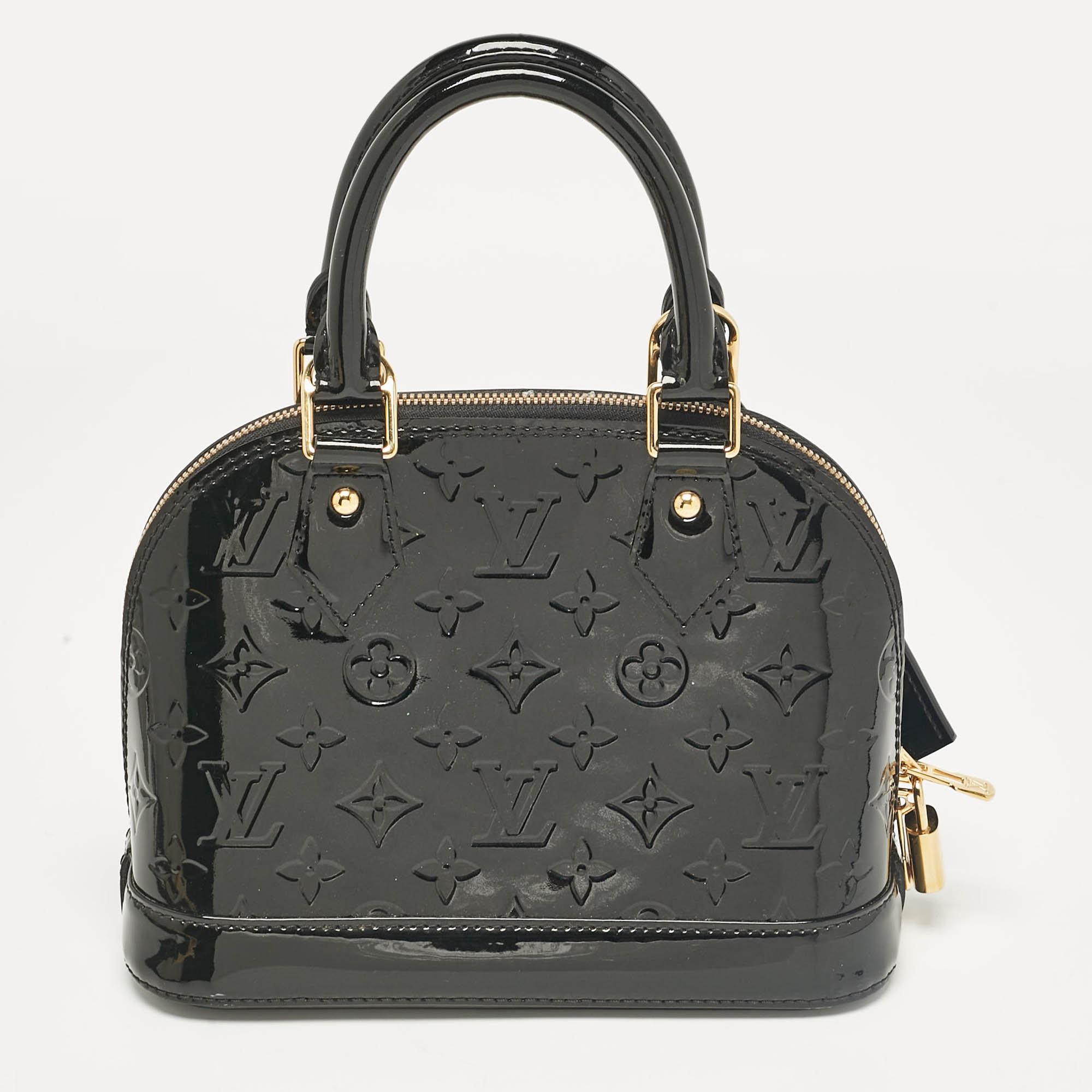 Pre Owned Louis Vuitton Black Magnetique Monogram Vernis Alma BB Bag