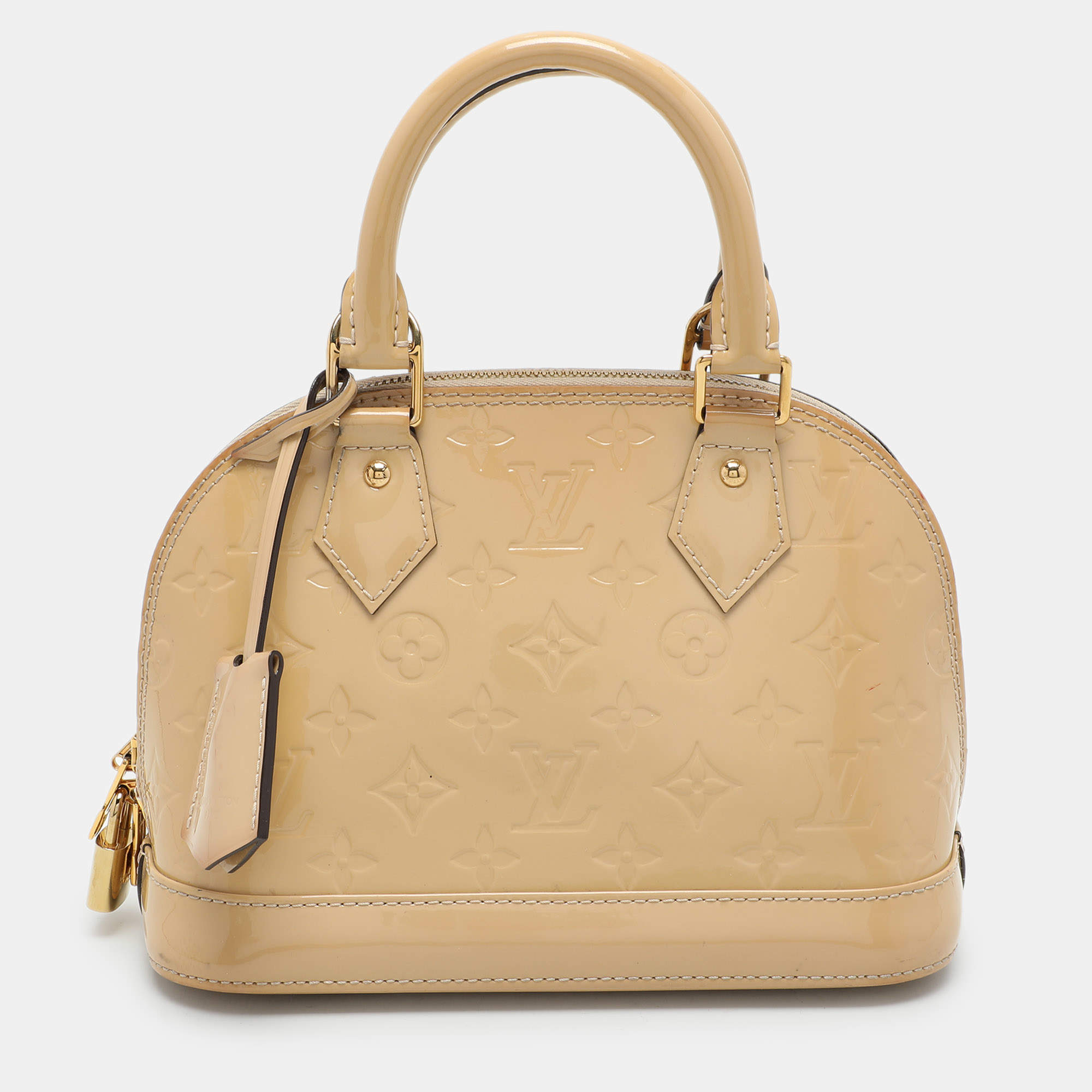 Pre Owned Louis Vuitton Beige Monogram Vernis Leather Alma BB Bag