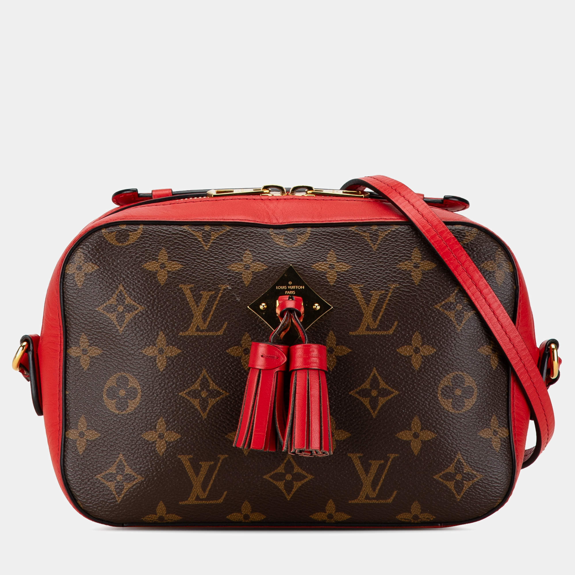  Louis Vuitton Brow/Red Monogram Saintonge Bag