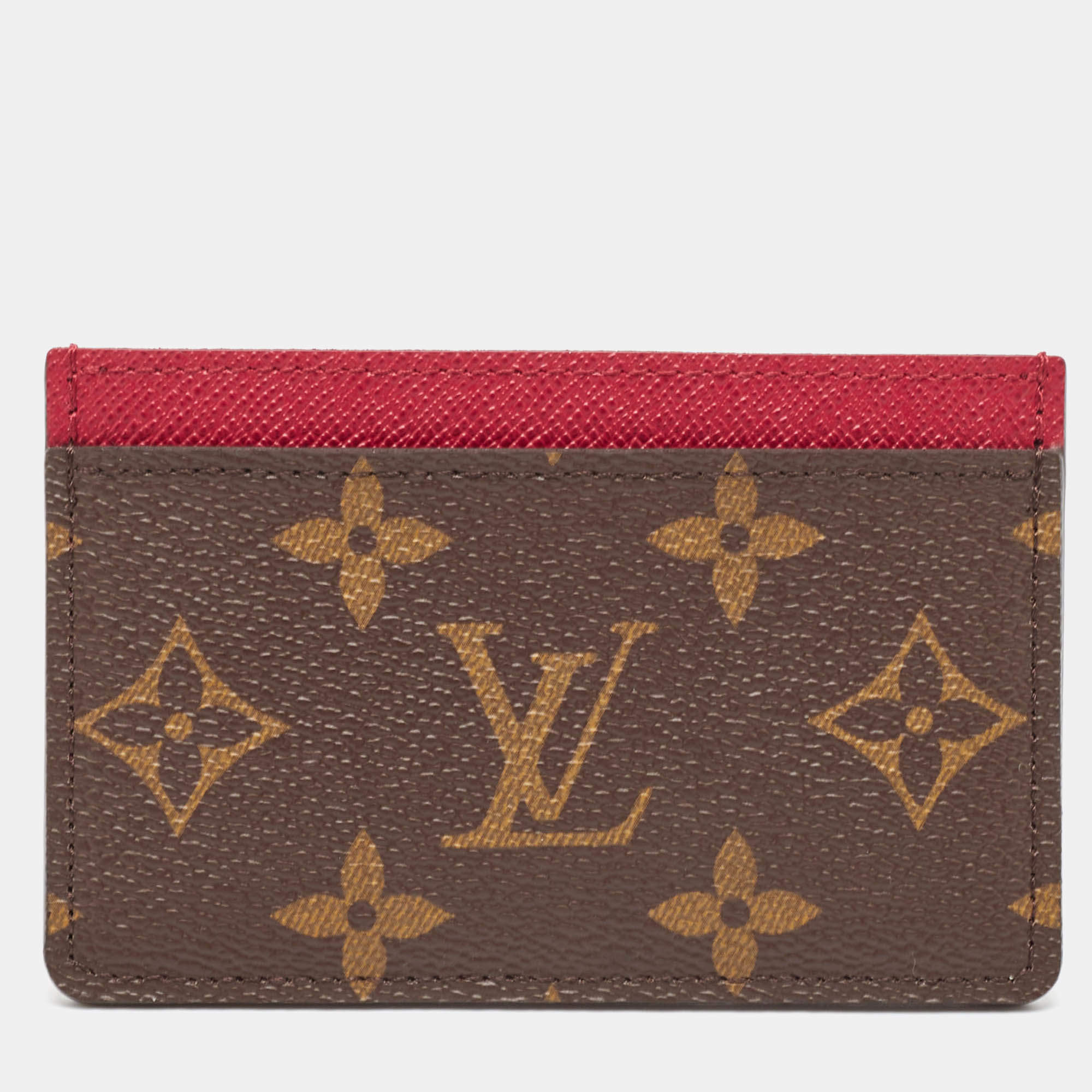 Pre Owned Louis Vuitton Fuchsia Monogram Canvas Card Holder