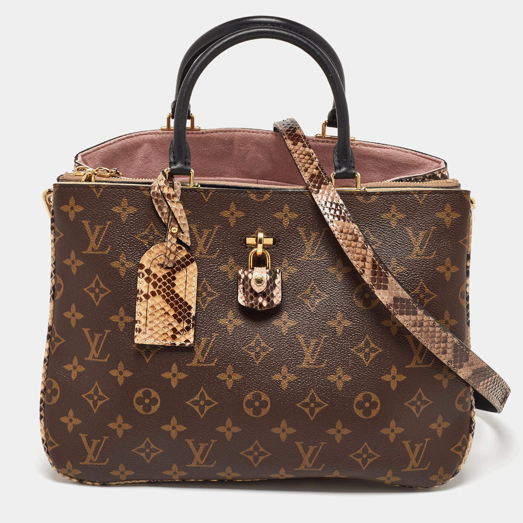 Pre Owned Louis Vuitton Monogram Canvas Python Millefeuille Bag