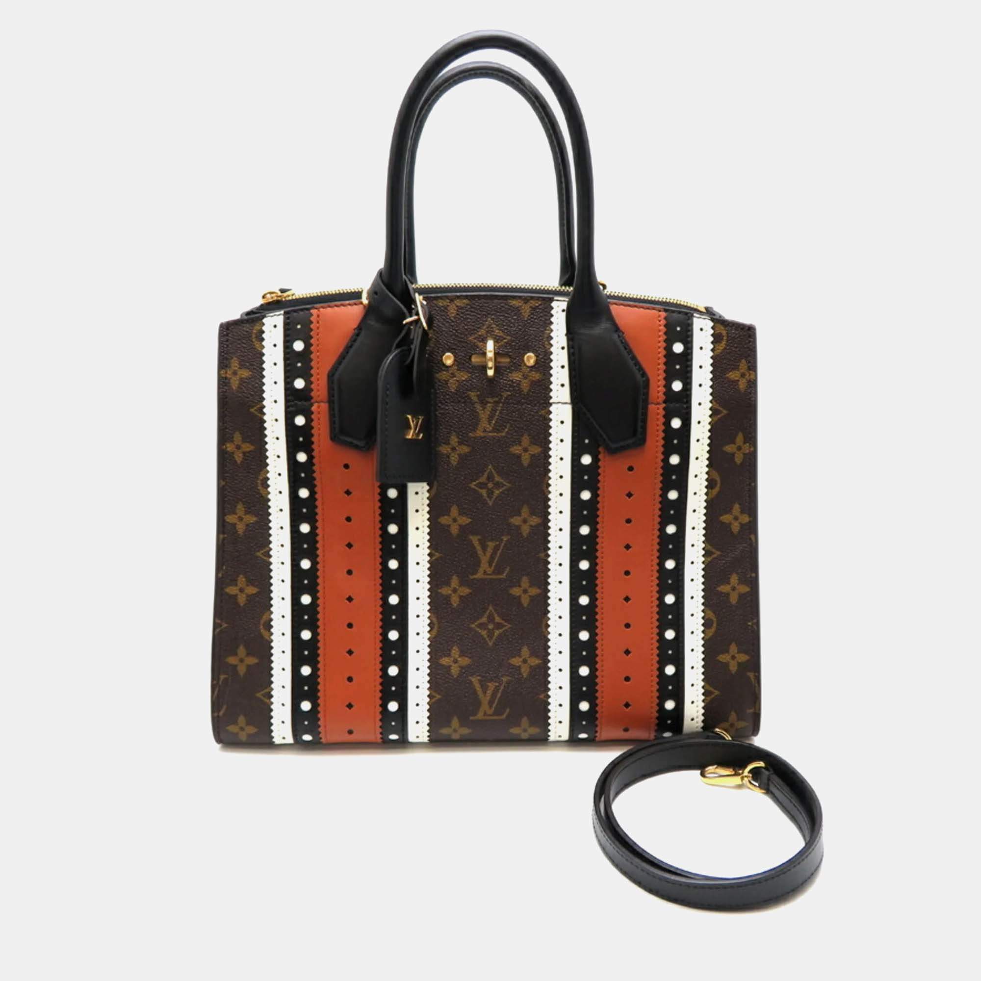 Louis Vuitton Brown Limited Edition Brogue Monogram Canvas and Leather MM City Steamer Satchel Bag