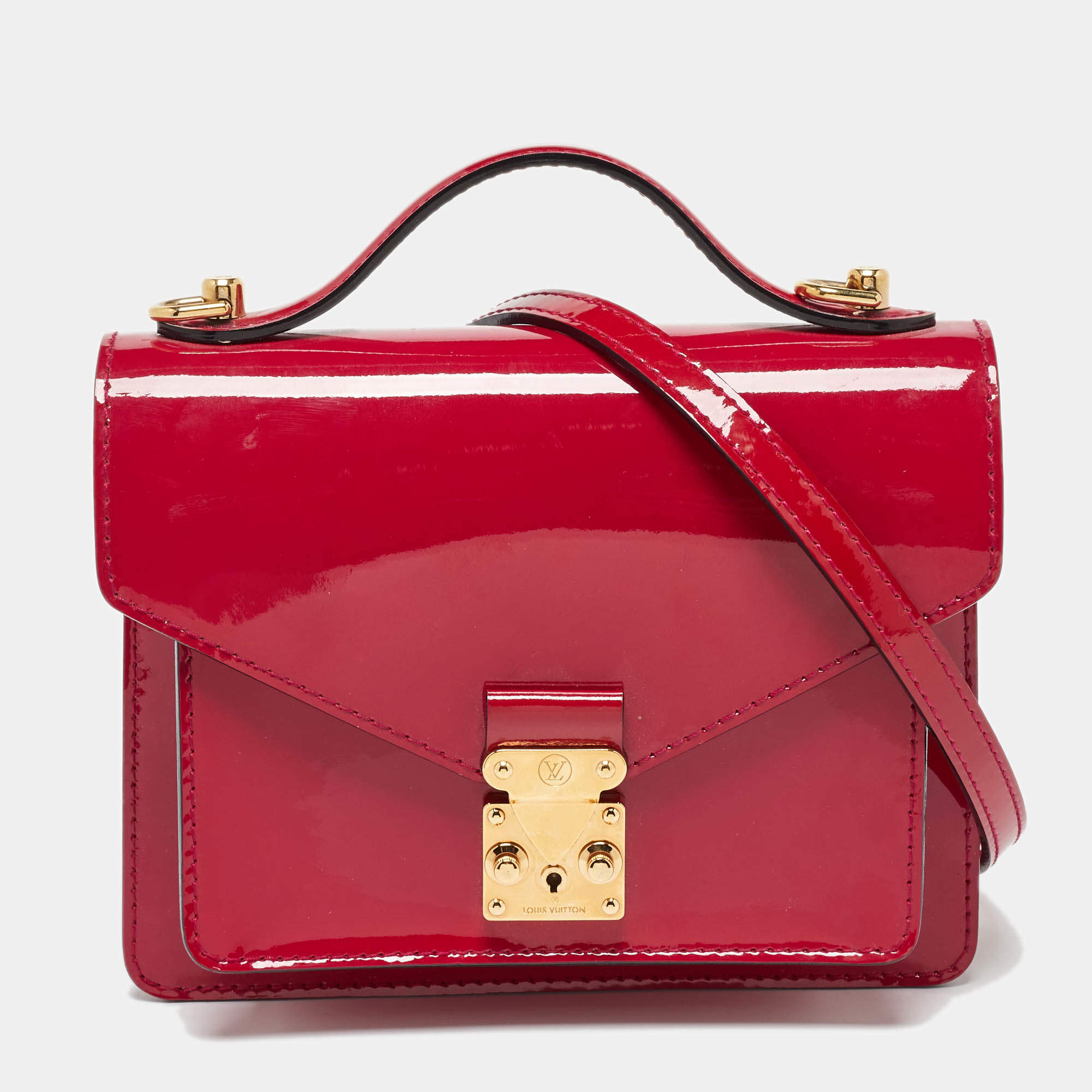 Pre Owned Louis Vuitton Fuchsia Vernis Monceau BB Bag