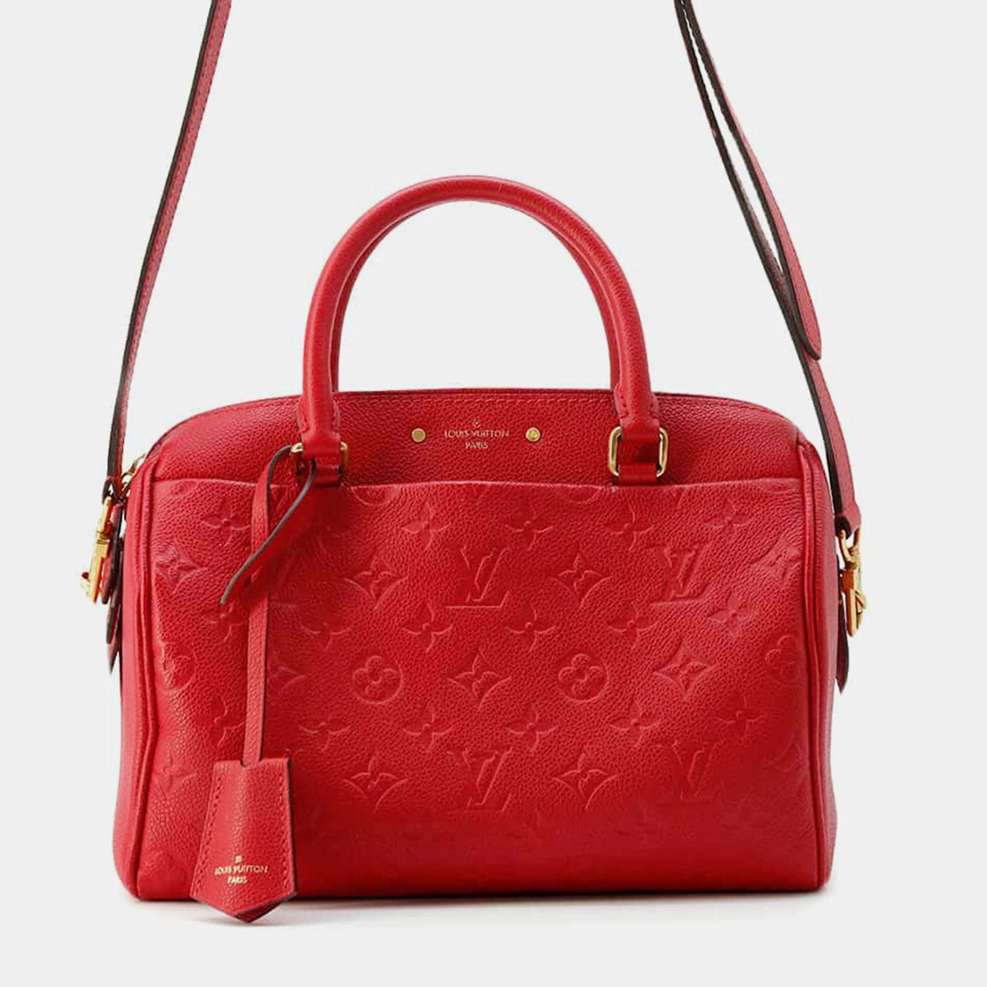 Louis Vuitton scarlet Monogram Empreinte Leather Speedy Bandouliere Size 25