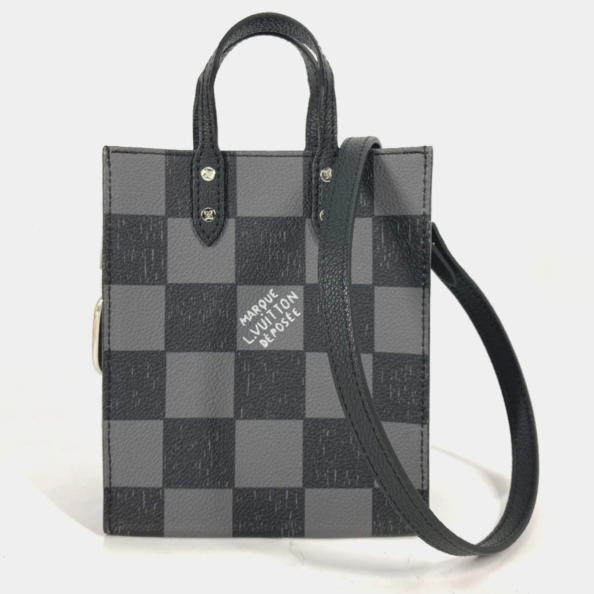 Louis vuitton black and gray checkered bag on sale