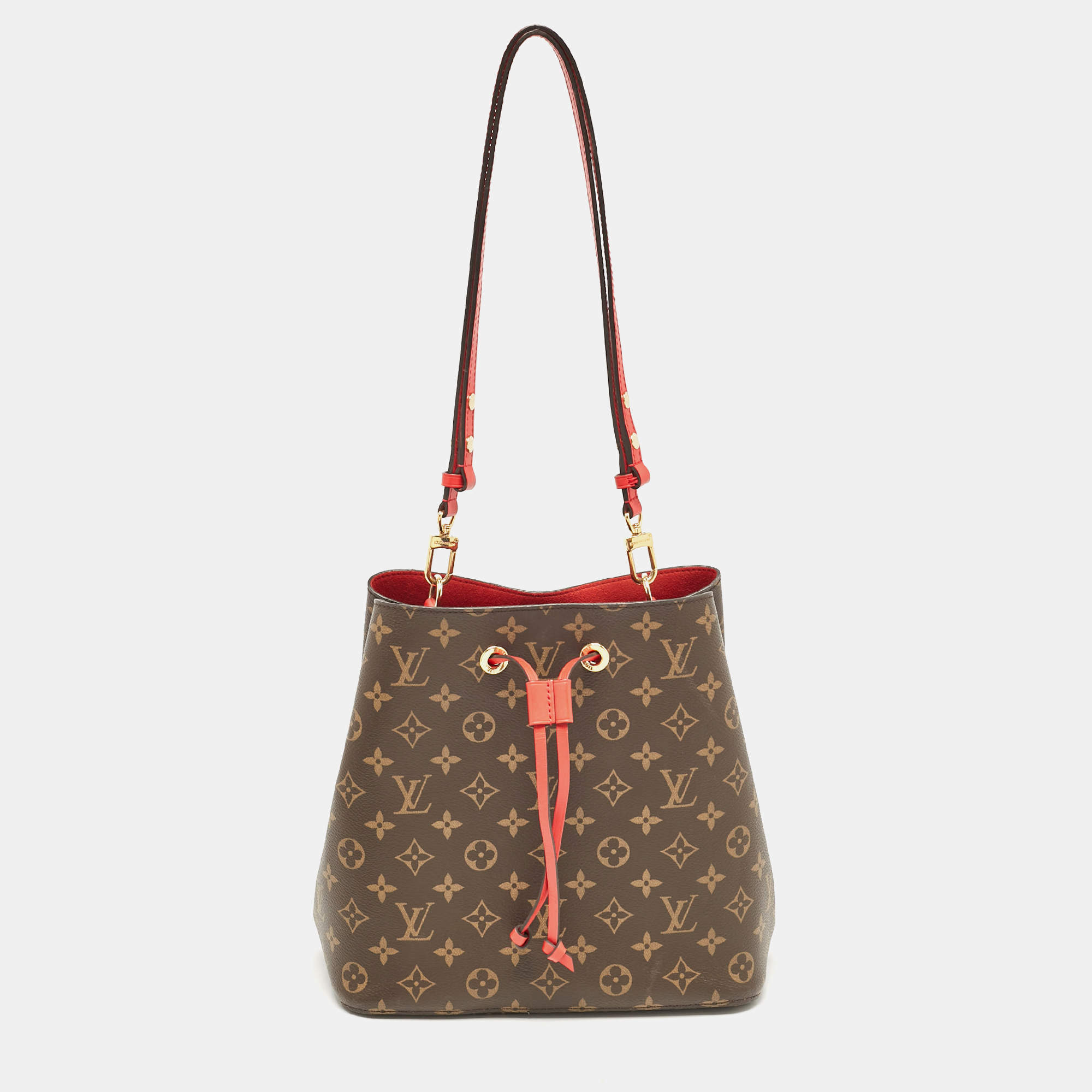 Pre Owned Louis Vuitton Coquelicot Red Monogram Canvas NeoNoe MM Bag